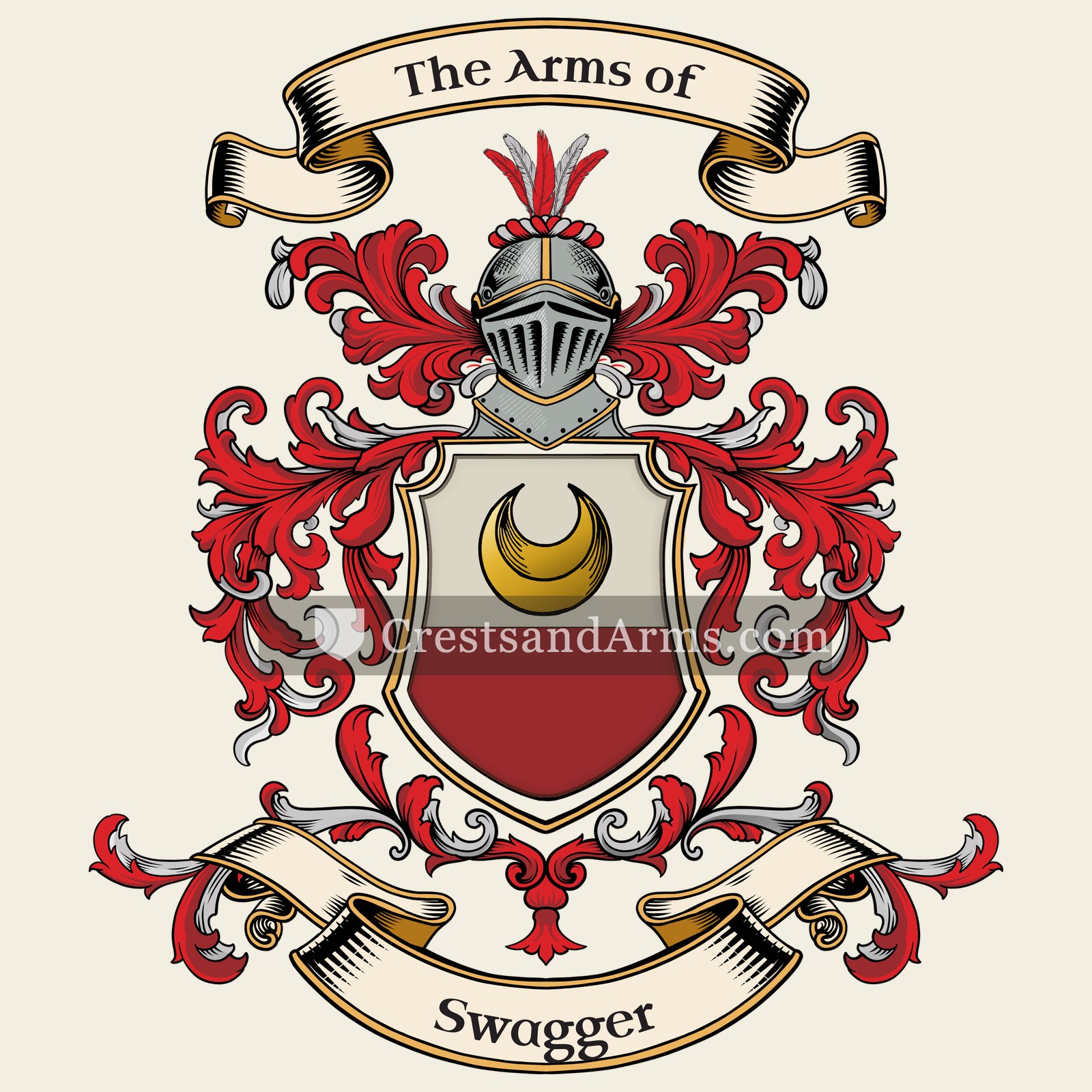 The Swagger coat of arms, drawn from the recorded blazon