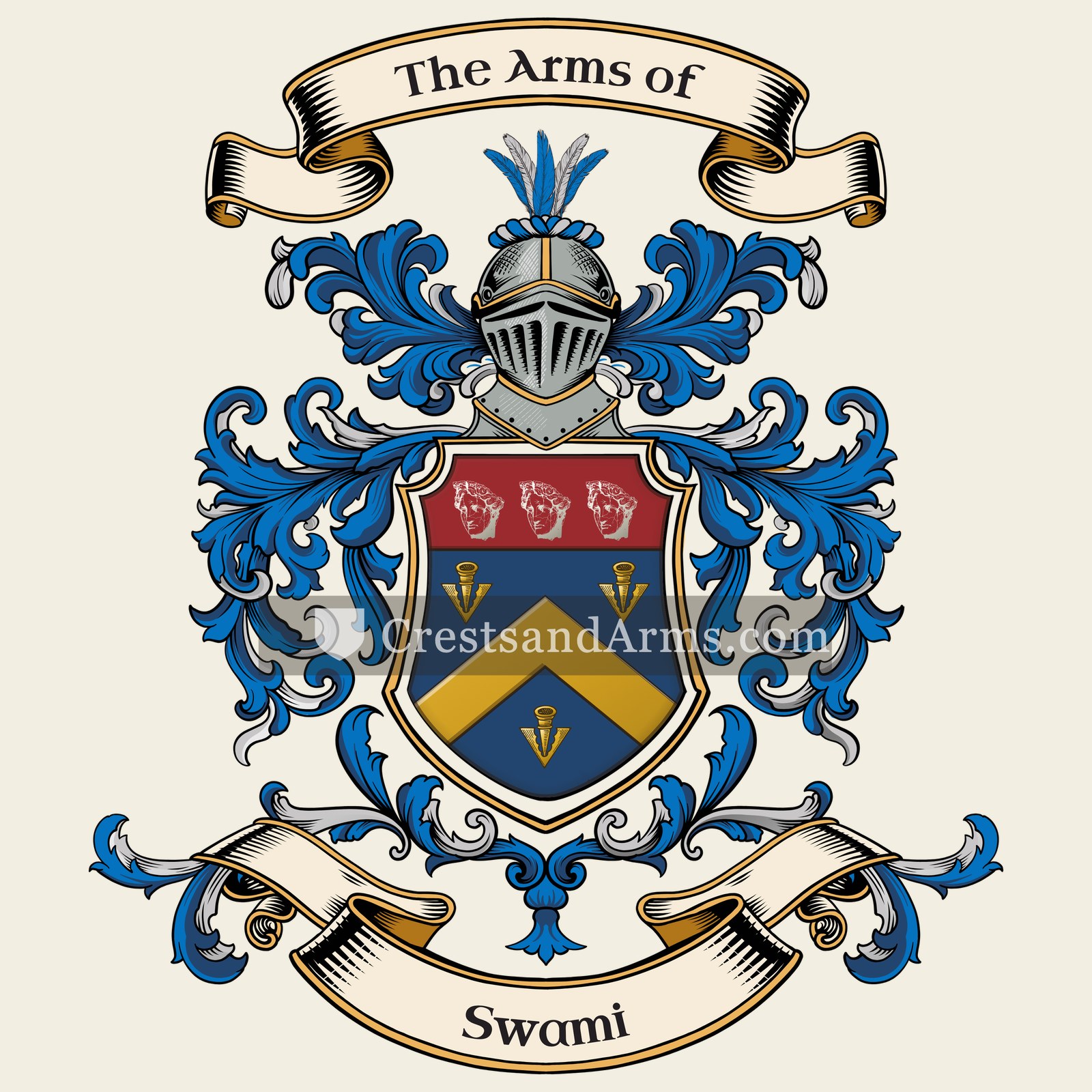 The Swami coat of arms, drawn from the recorded blazon