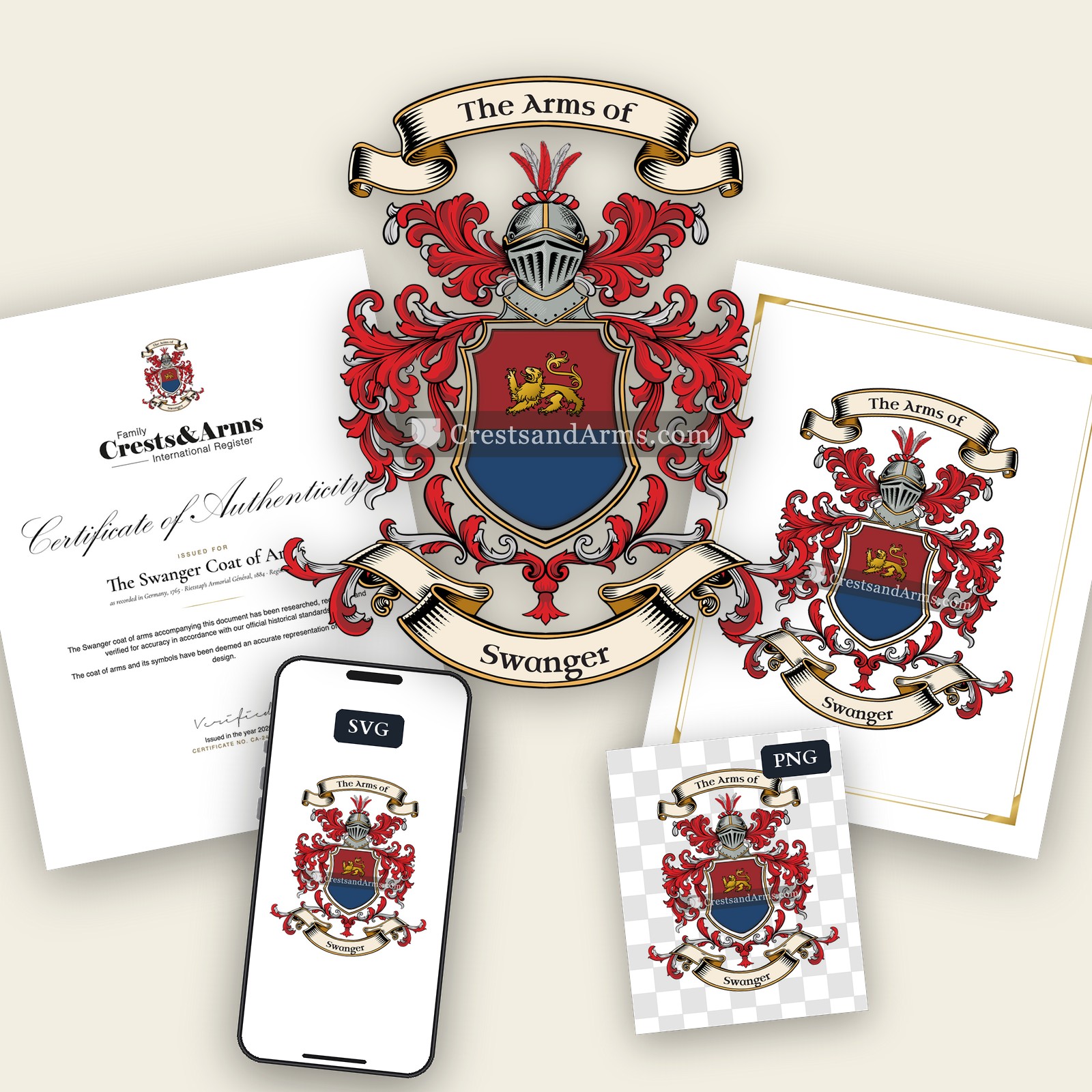The Swanger arms on the coat of arms — digital pack