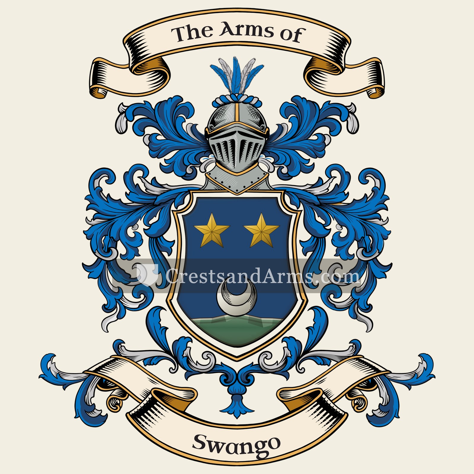 The Swango coat of arms, drawn from the recorded blazon