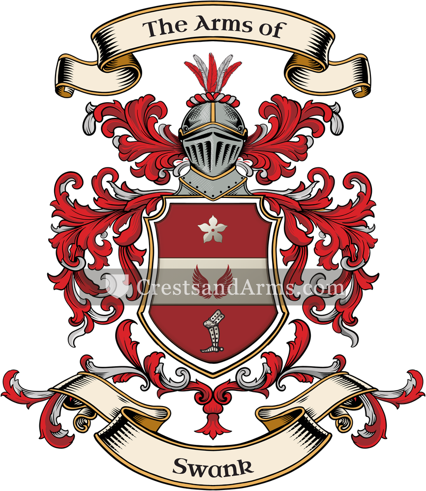 The Swank coat of arms, drawn from the recorded blazon