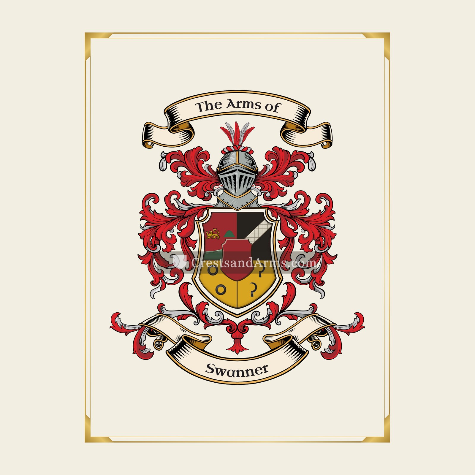 With gold border