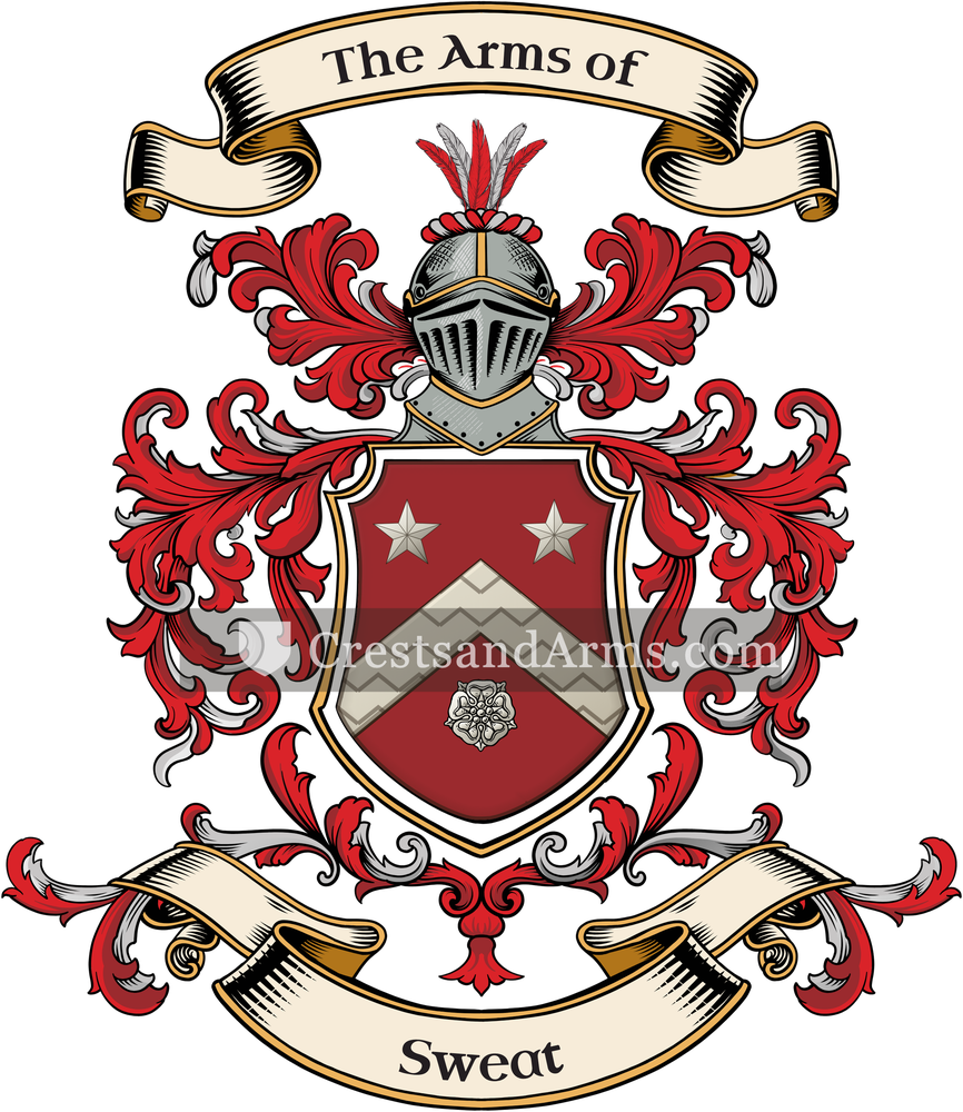 The Sweat coat of arms, drawn from the recorded blazon