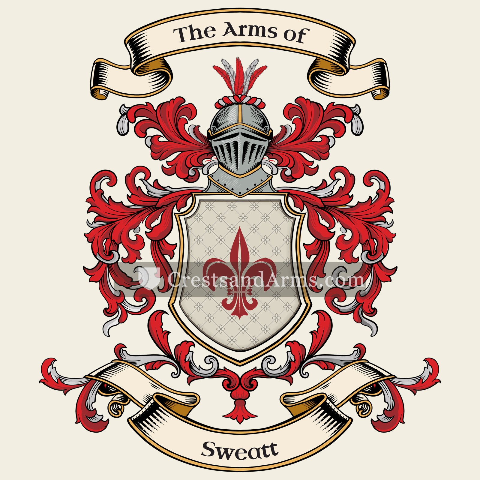 The Sweatt coat of arms, drawn from the recorded blazon