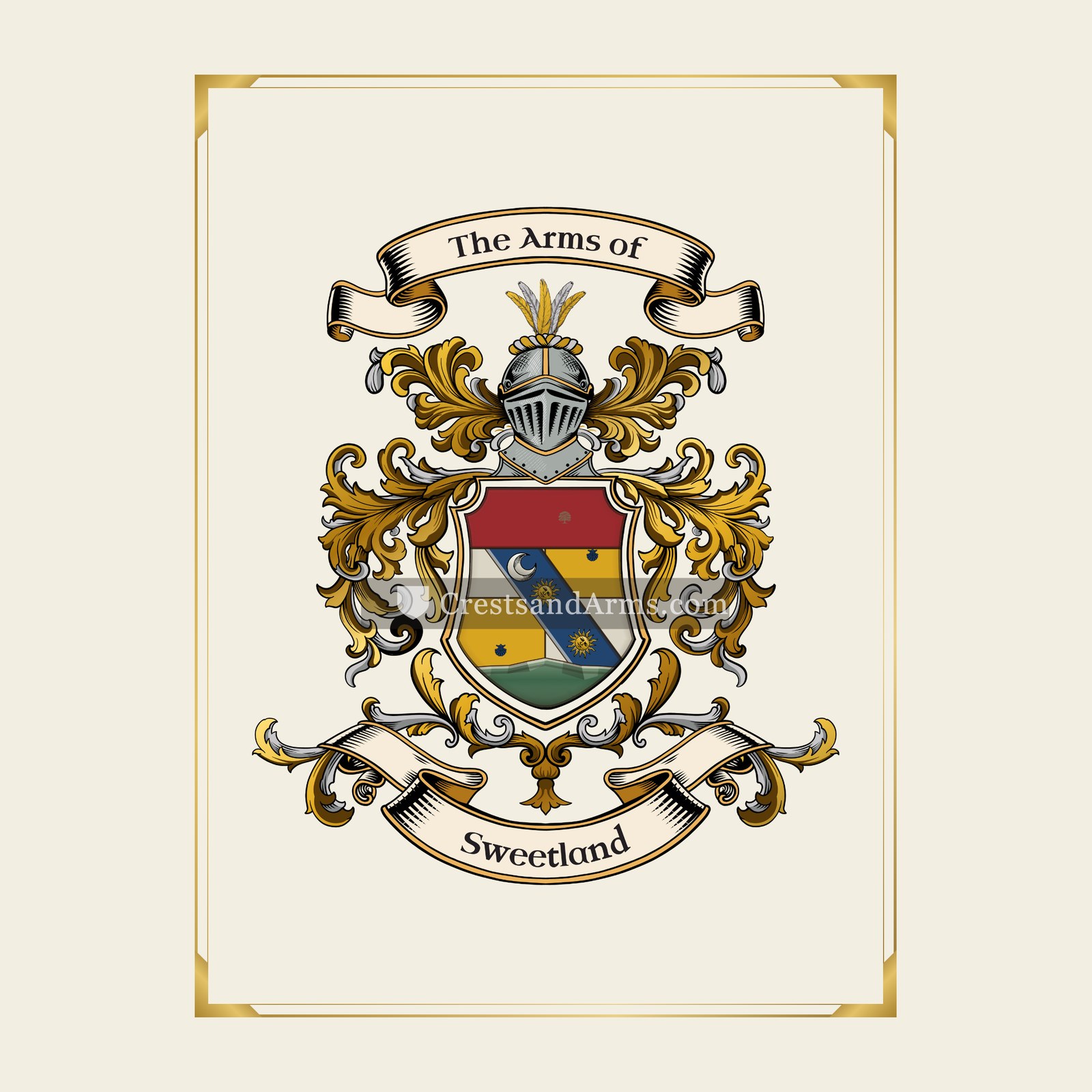 With gold border