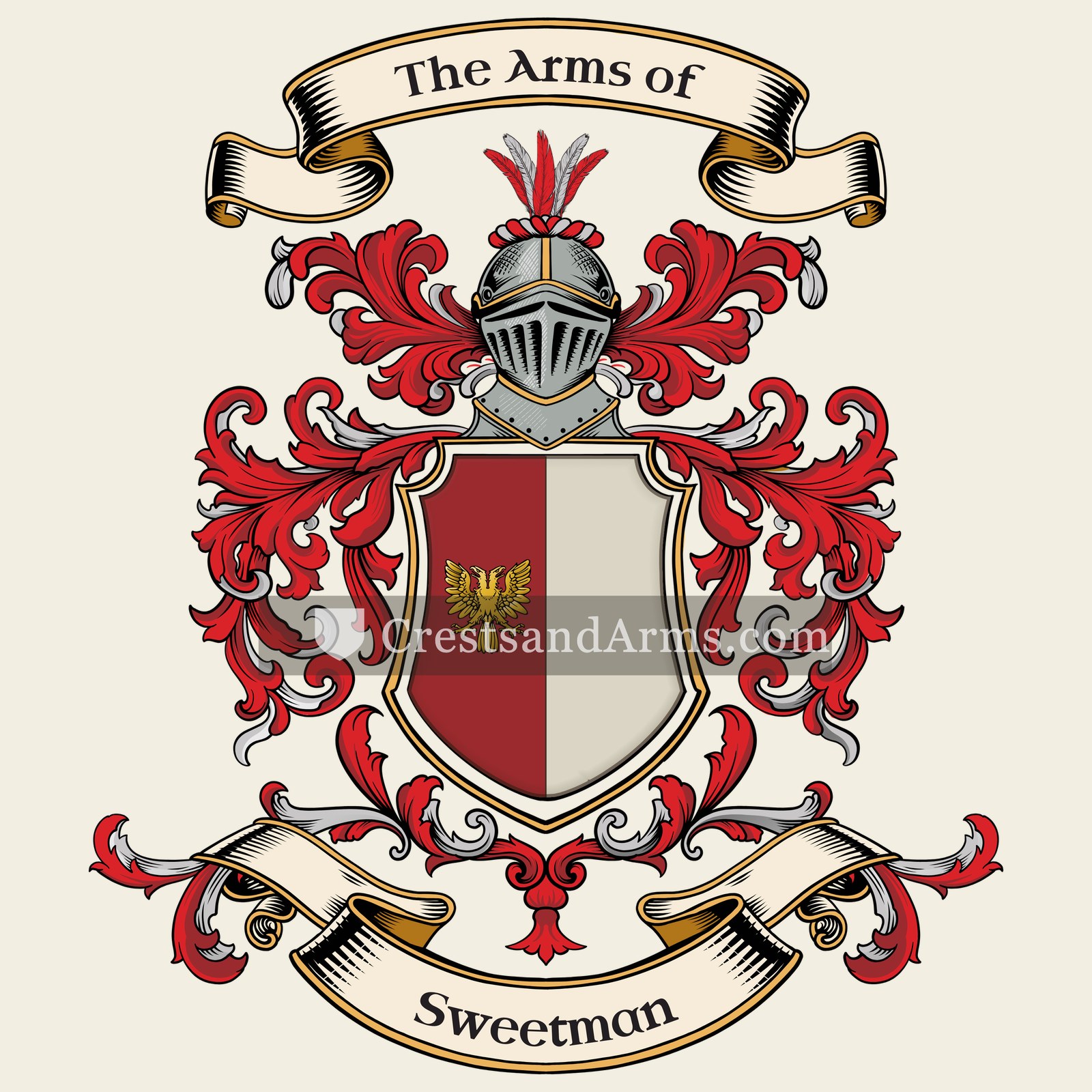 The Sweetman coat of arms, drawn from the recorded blazon