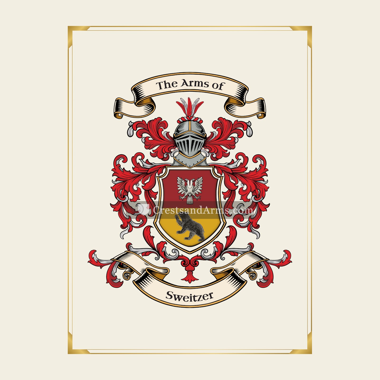 With gold border