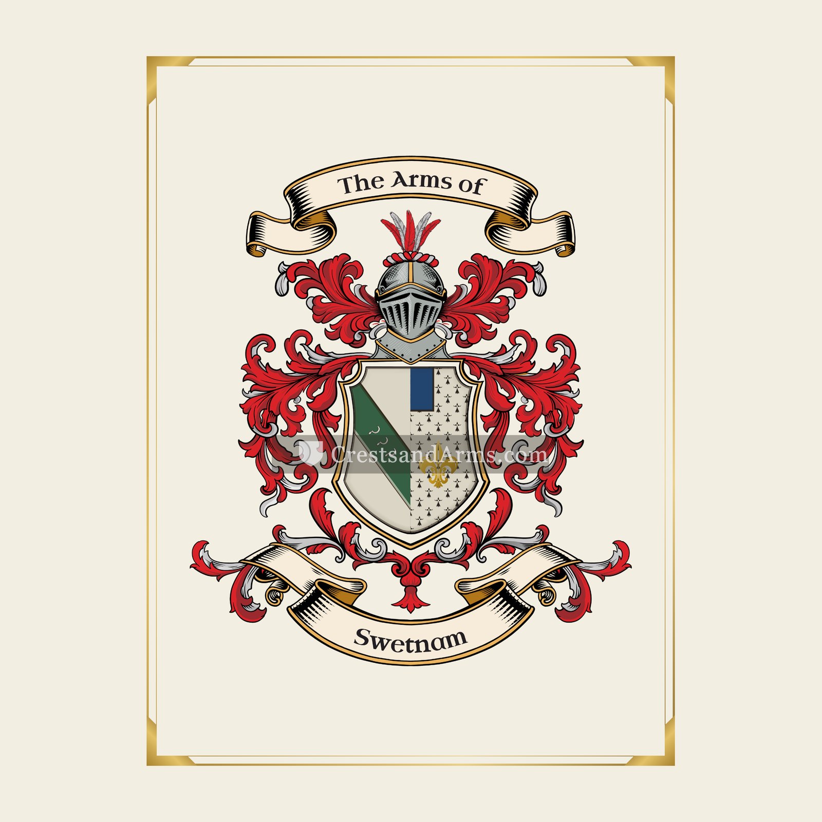 With gold border
