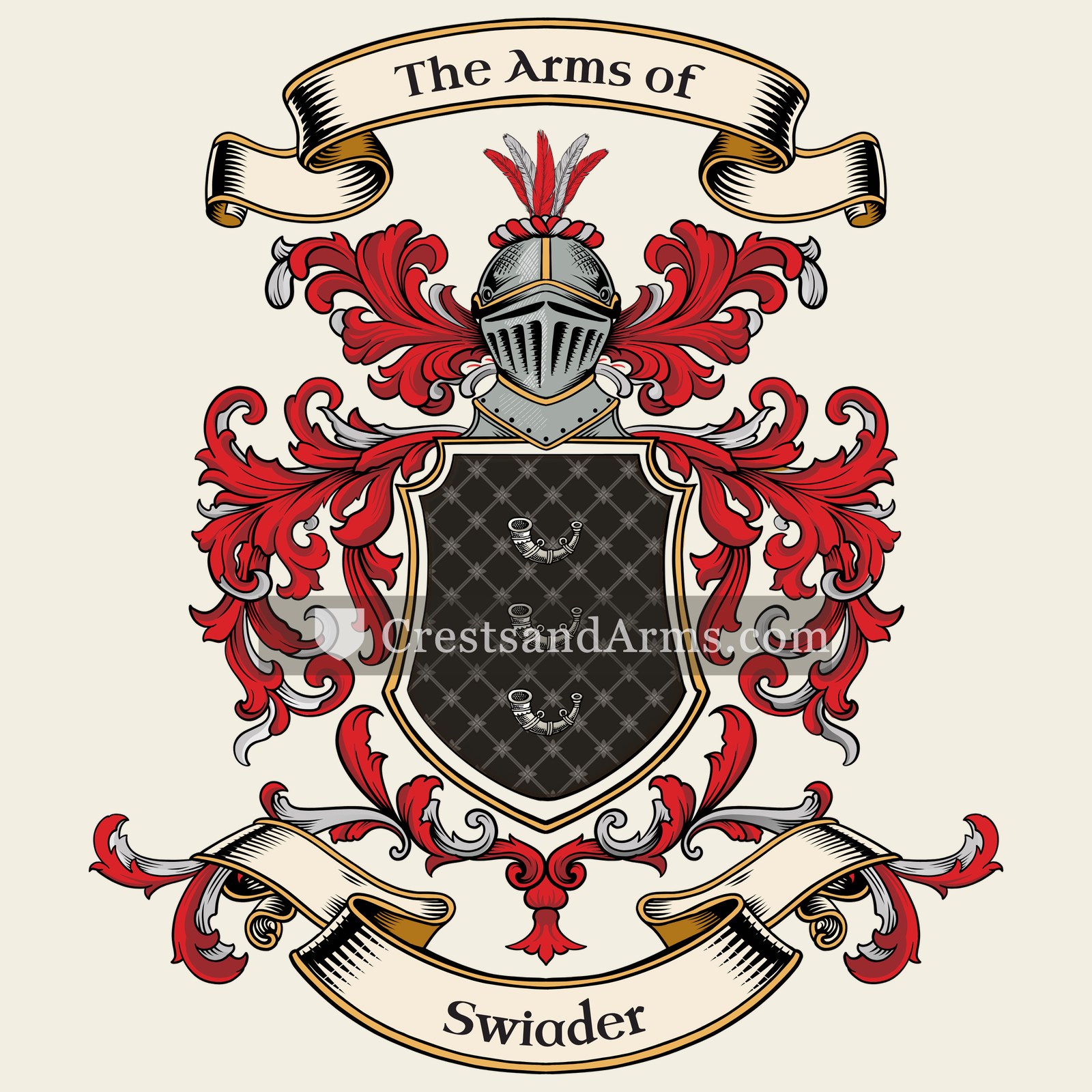 The Swiader coat of arms, drawn from the recorded blazon