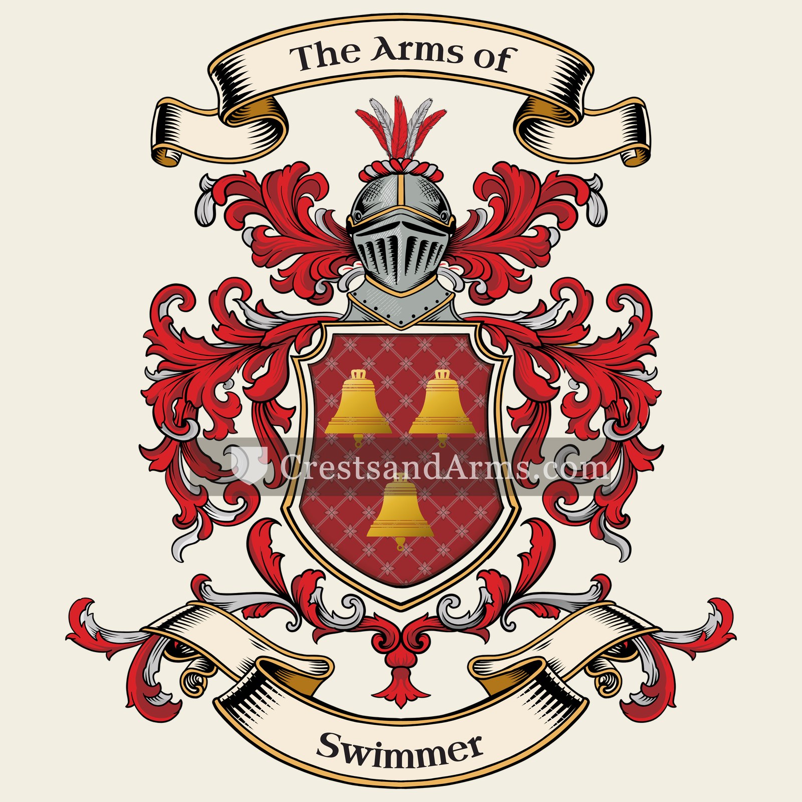 The Swimmer coat of arms, drawn from the recorded blazon