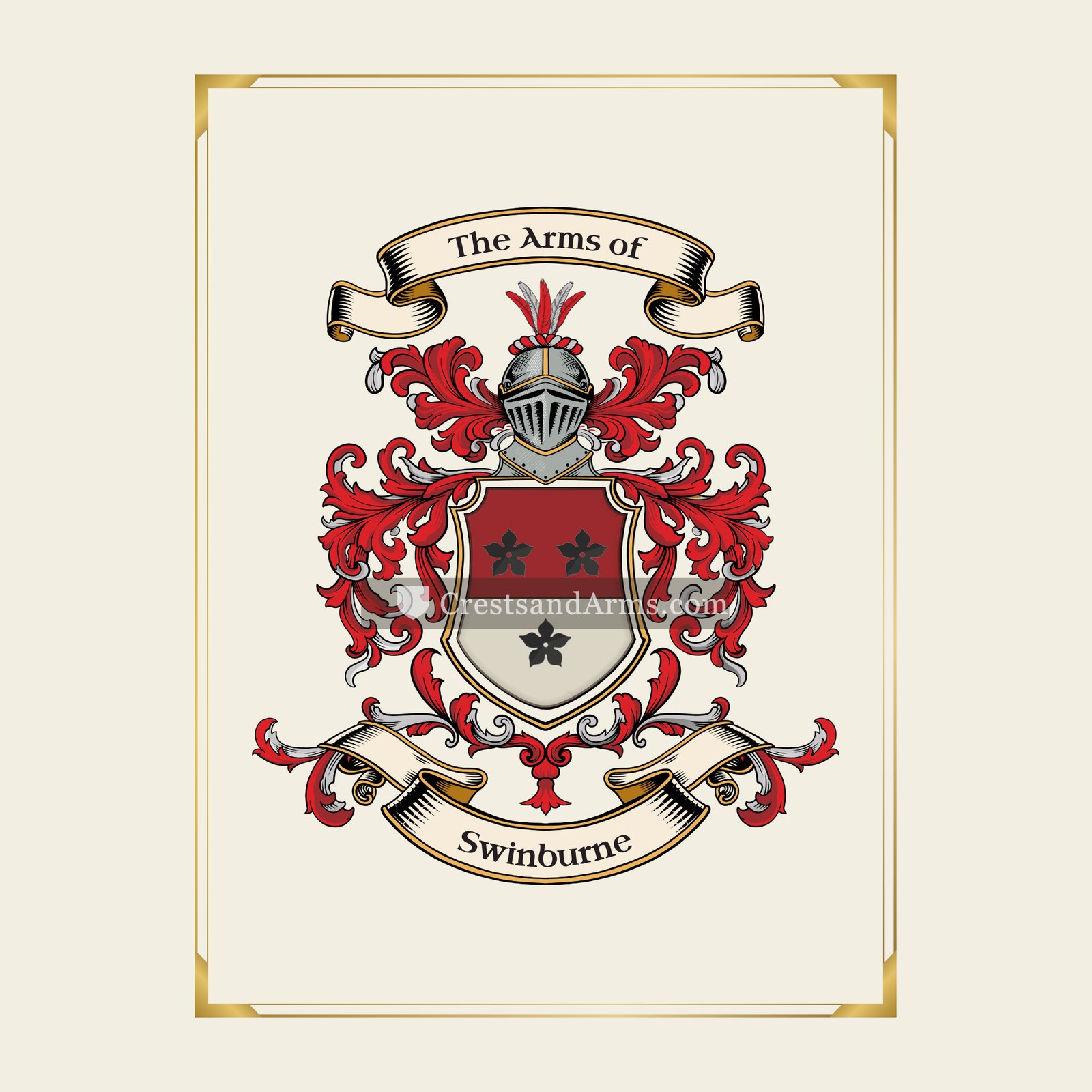 With gold border