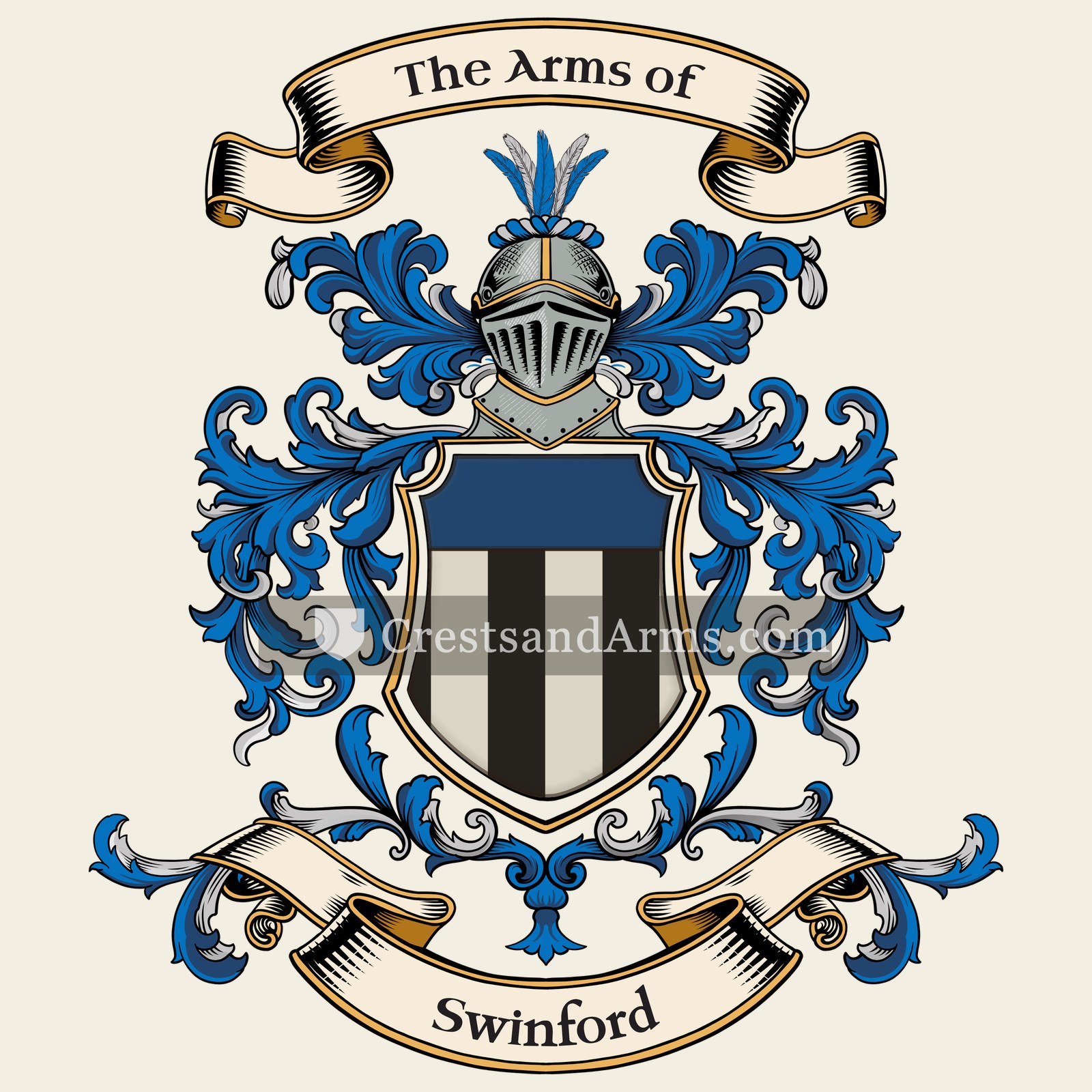 The Swinford coat of arms, drawn from the recorded blazon