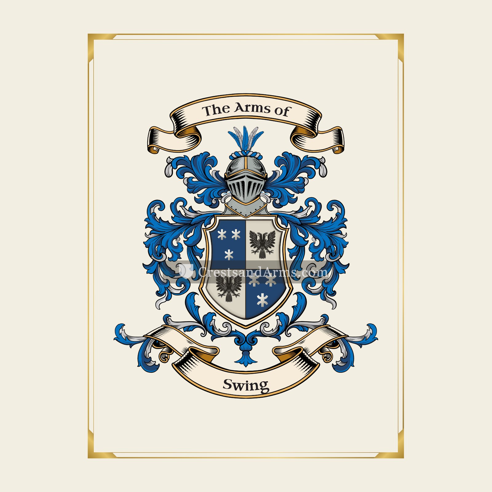 With gold border