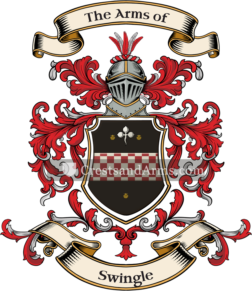 The Swingle coat of arms, drawn from the recorded blazon