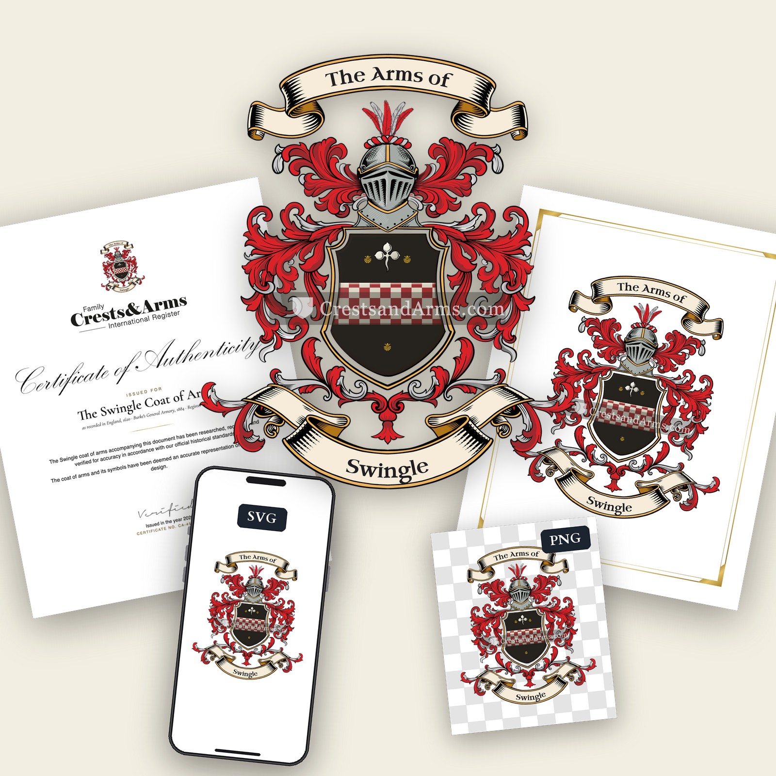 The Swingle arms on the coat of arms — digital pack