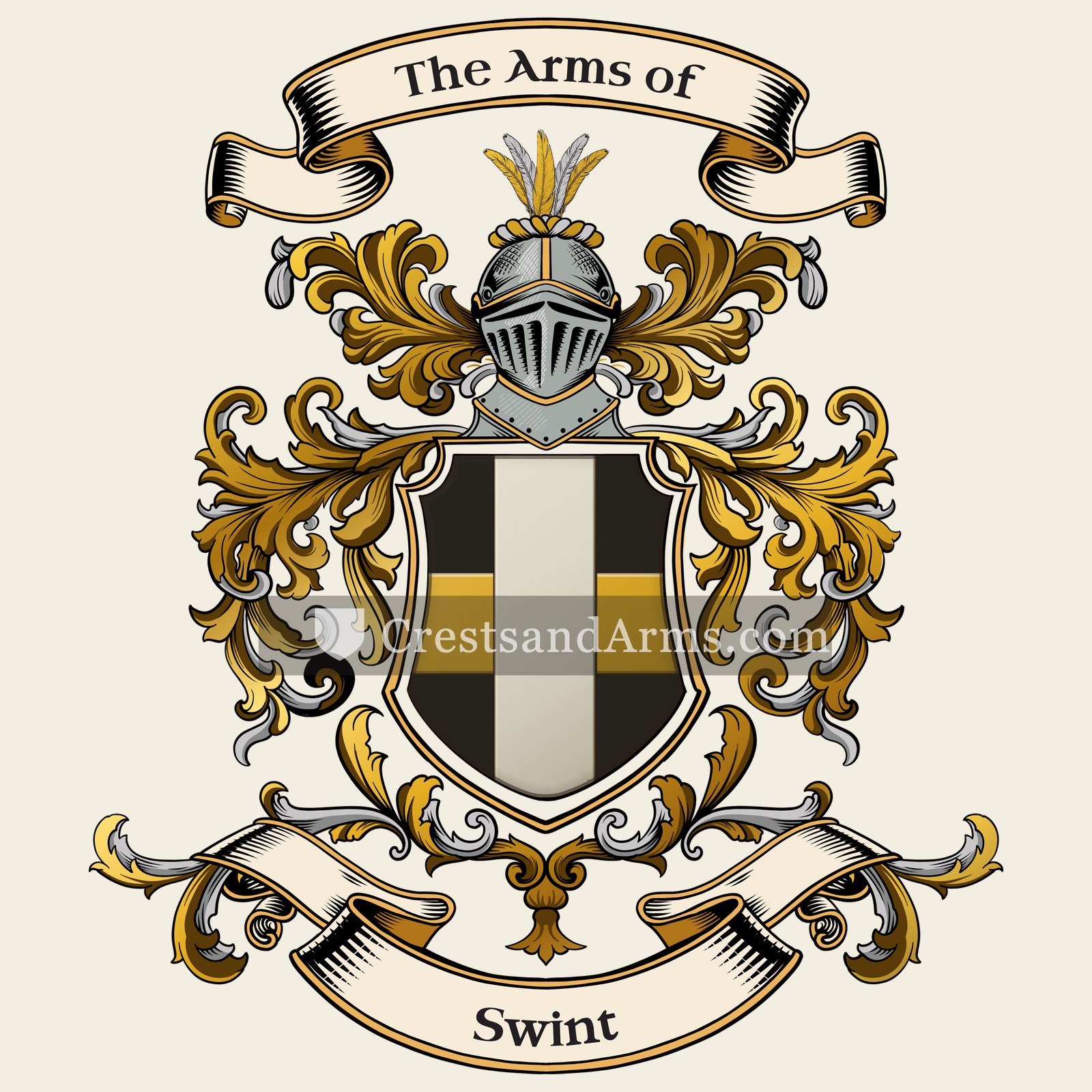 The Swint coat of arms, drawn from the recorded blazon