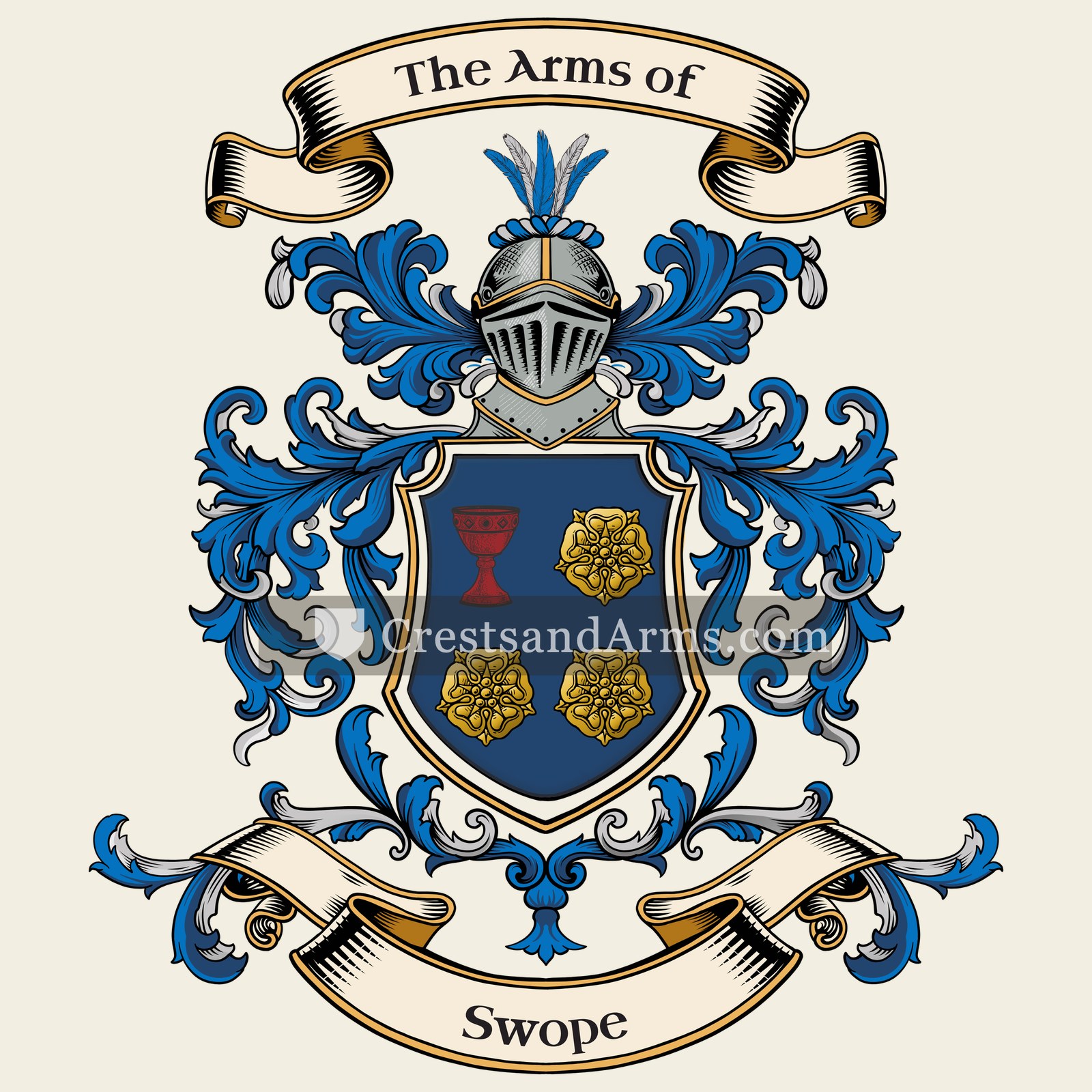 The Swope coat of arms, drawn from the recorded blazon