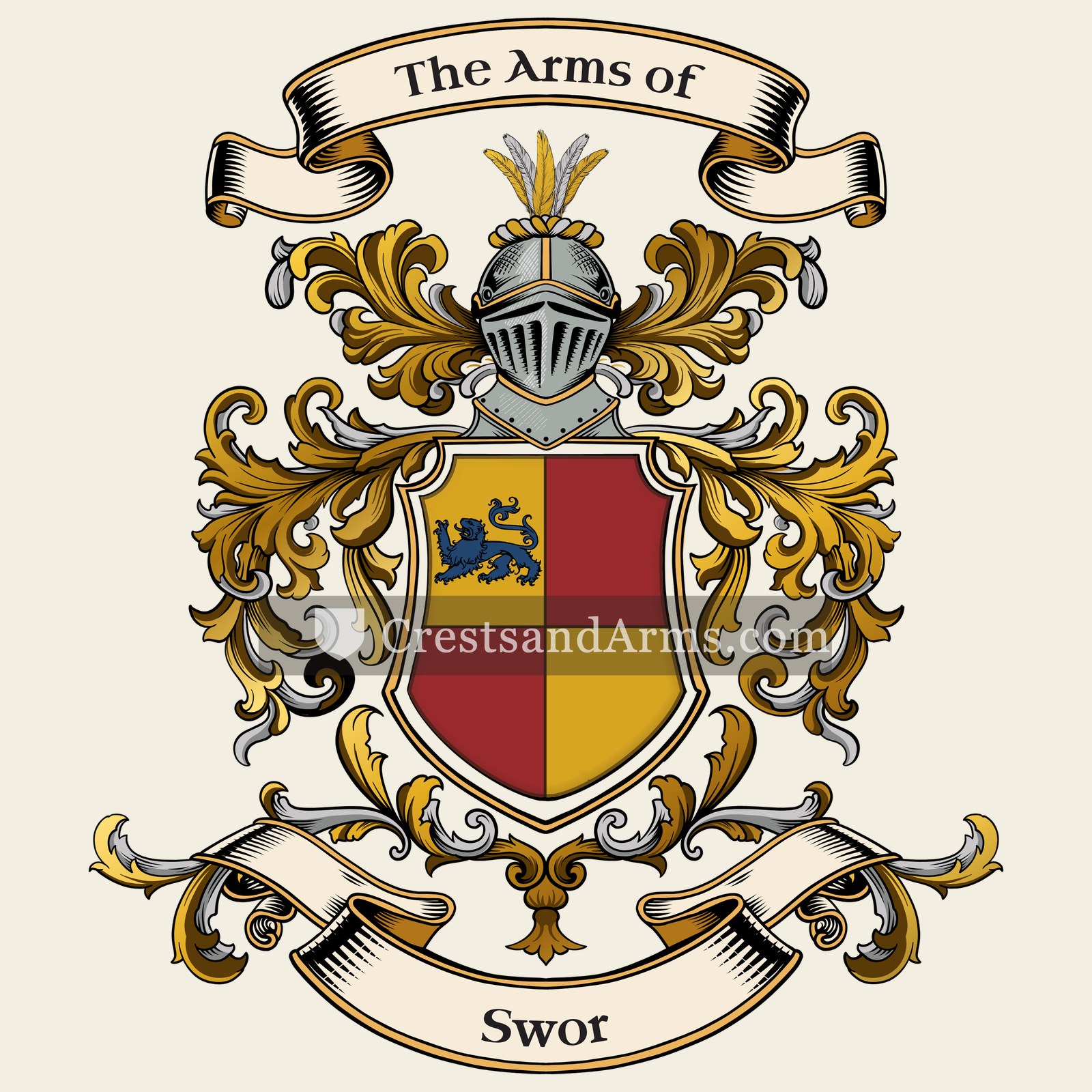 The Swor coat of arms, drawn from the recorded blazon