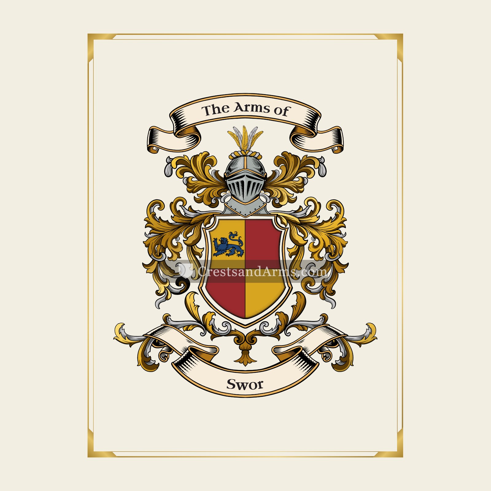 With gold border