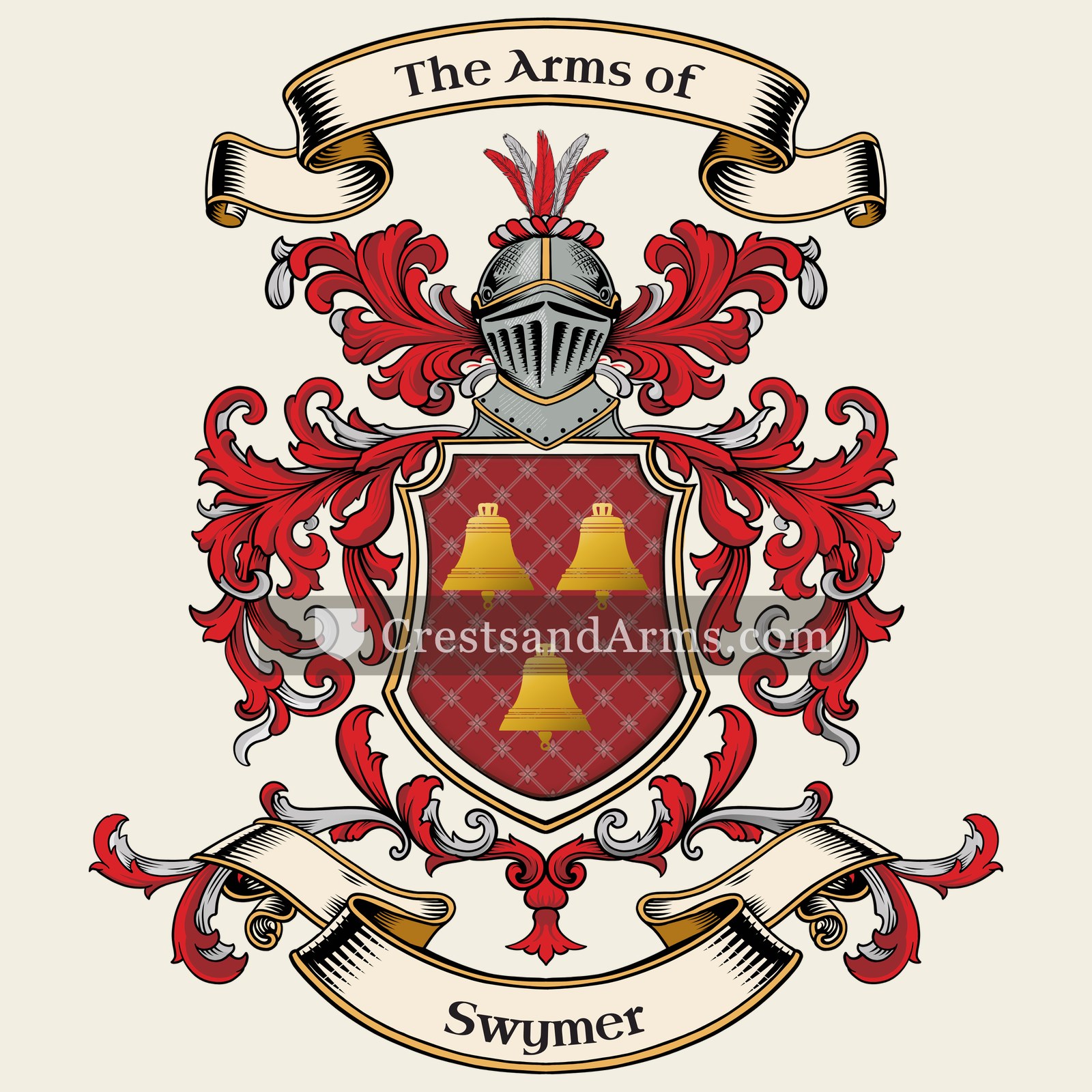 The Swymer coat of arms, drawn from the recorded blazon