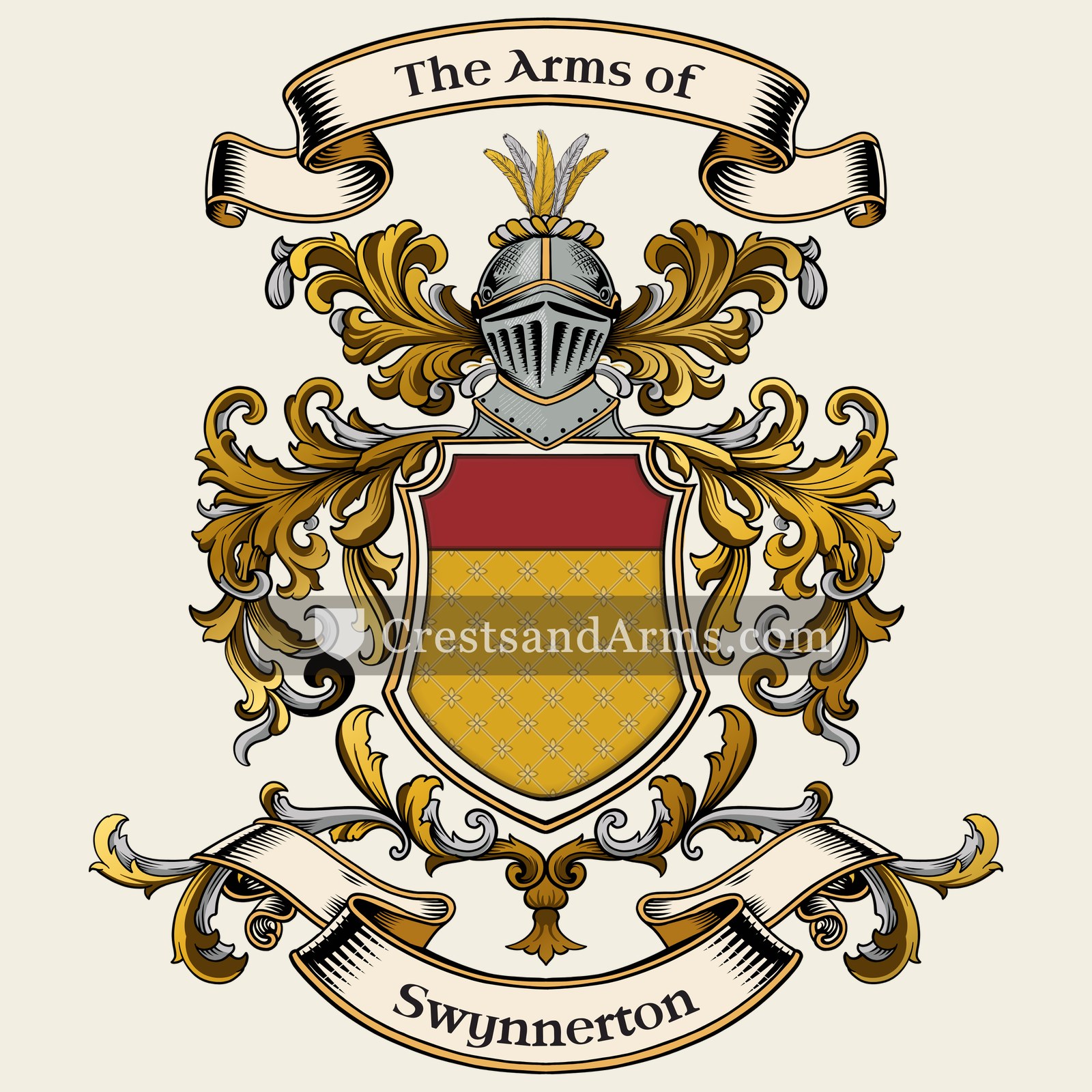 The Swynnerton coat of arms, drawn from the recorded blazon