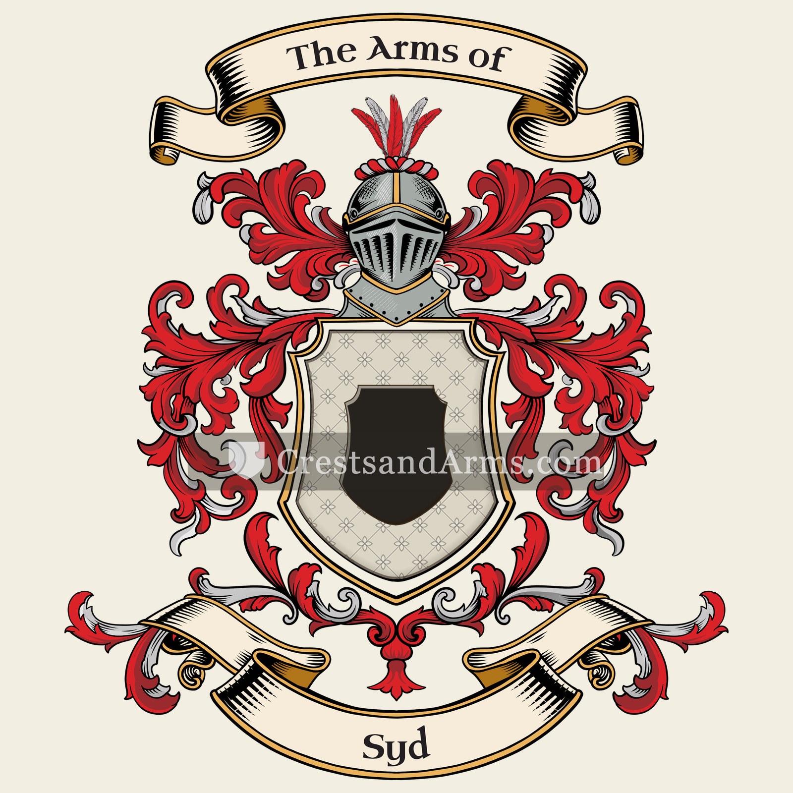 The Syd coat of arms, drawn from the recorded blazon