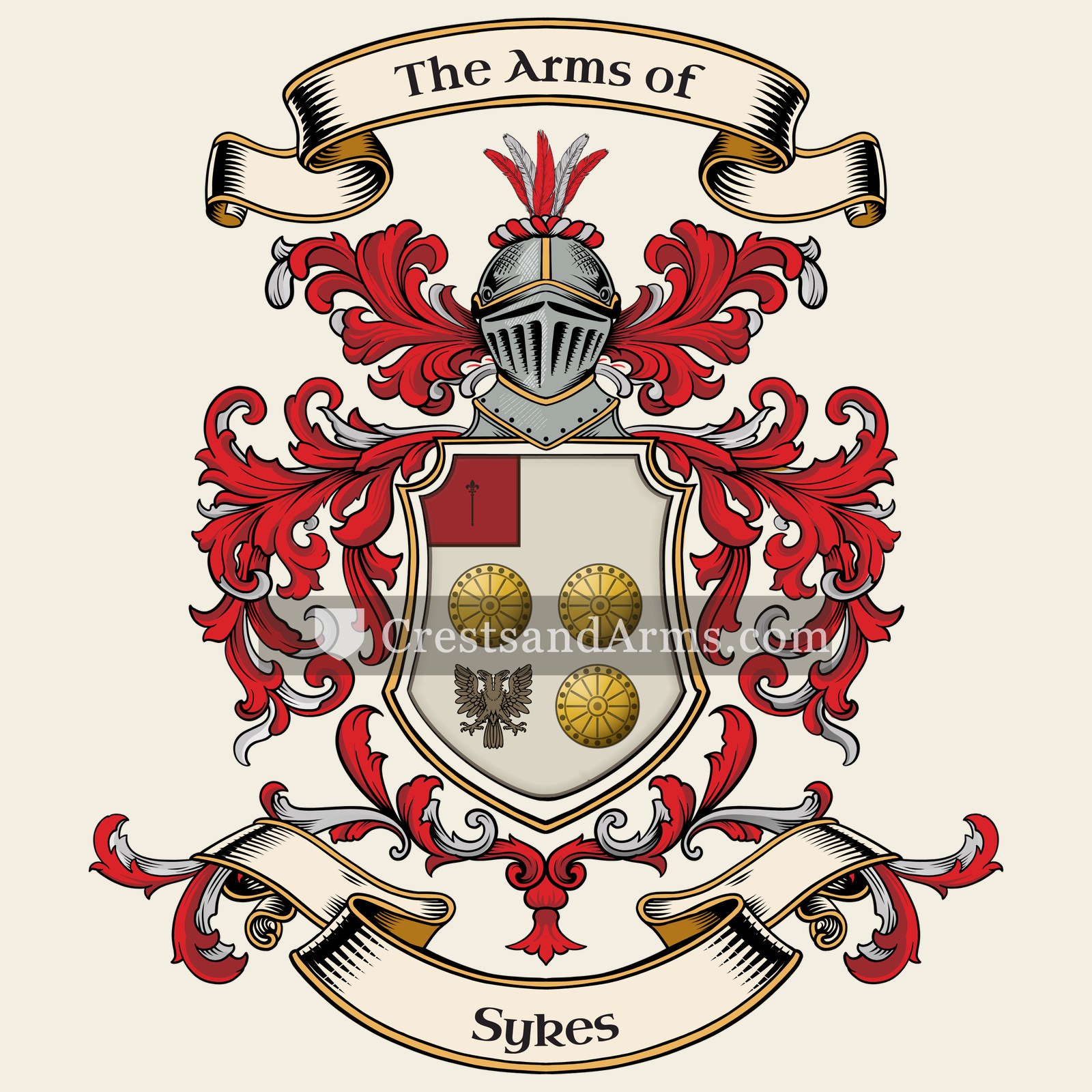 The Sykes coat of arms, drawn from the recorded blazon