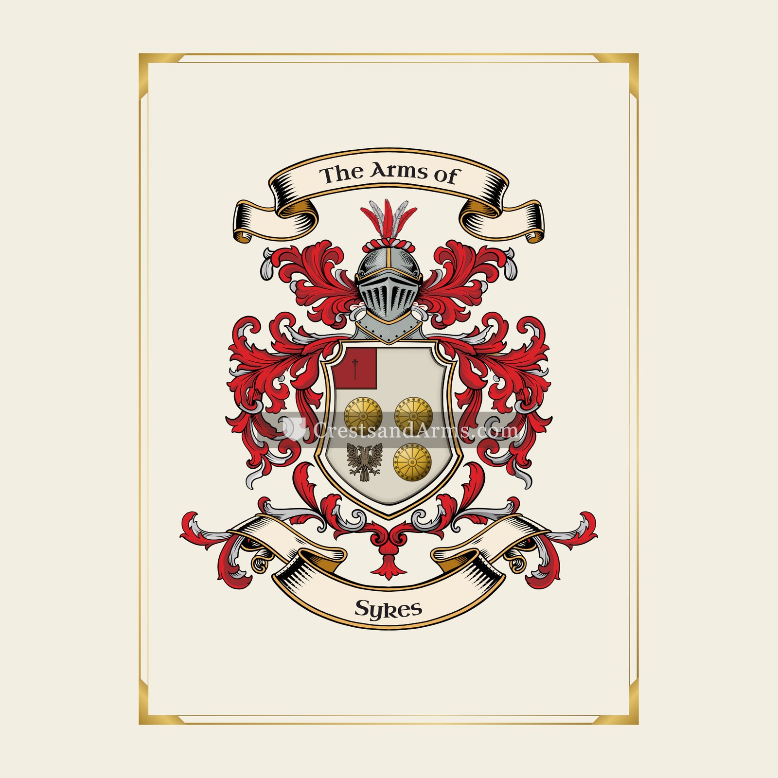 With gold border