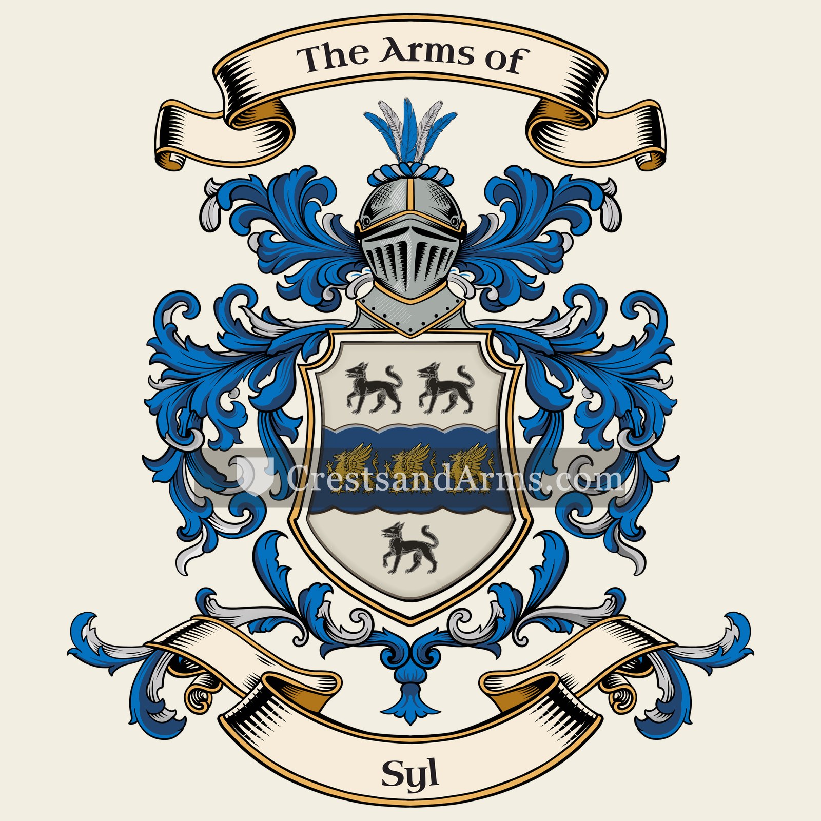 The Syl coat of arms, drawn from the recorded blazon