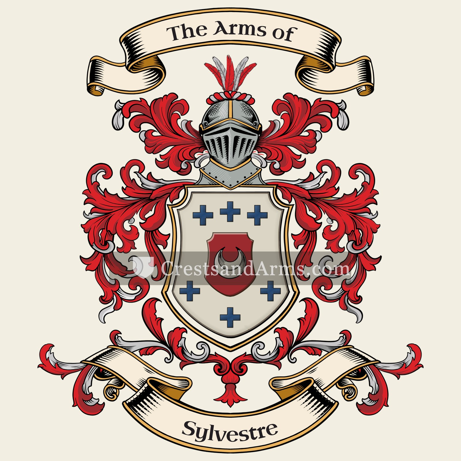 The Sylvestre coat of arms, drawn from the recorded blazon