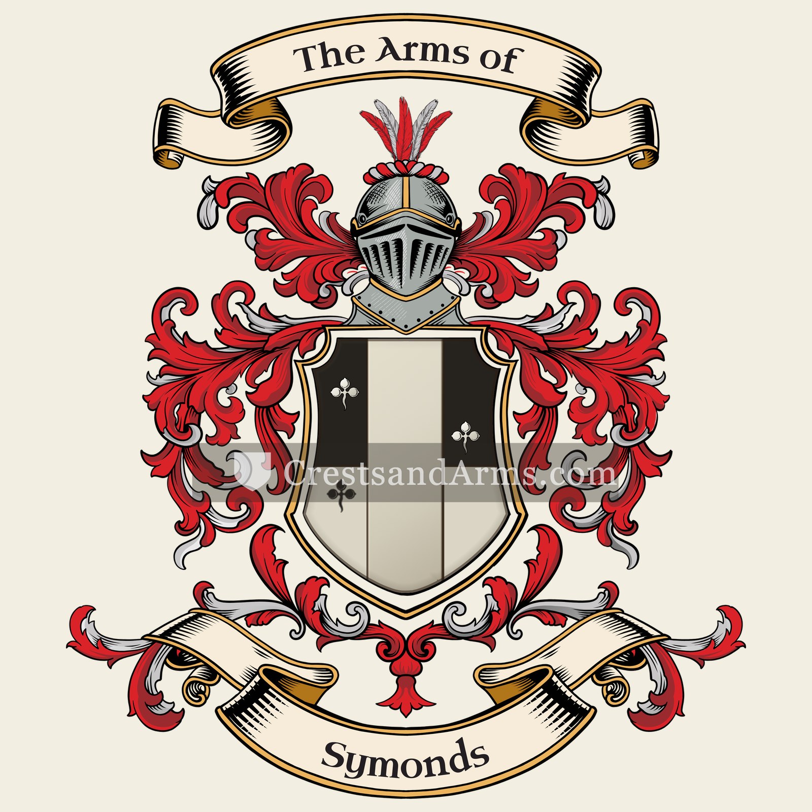 The Symonds coat of arms, drawn from the recorded blazon