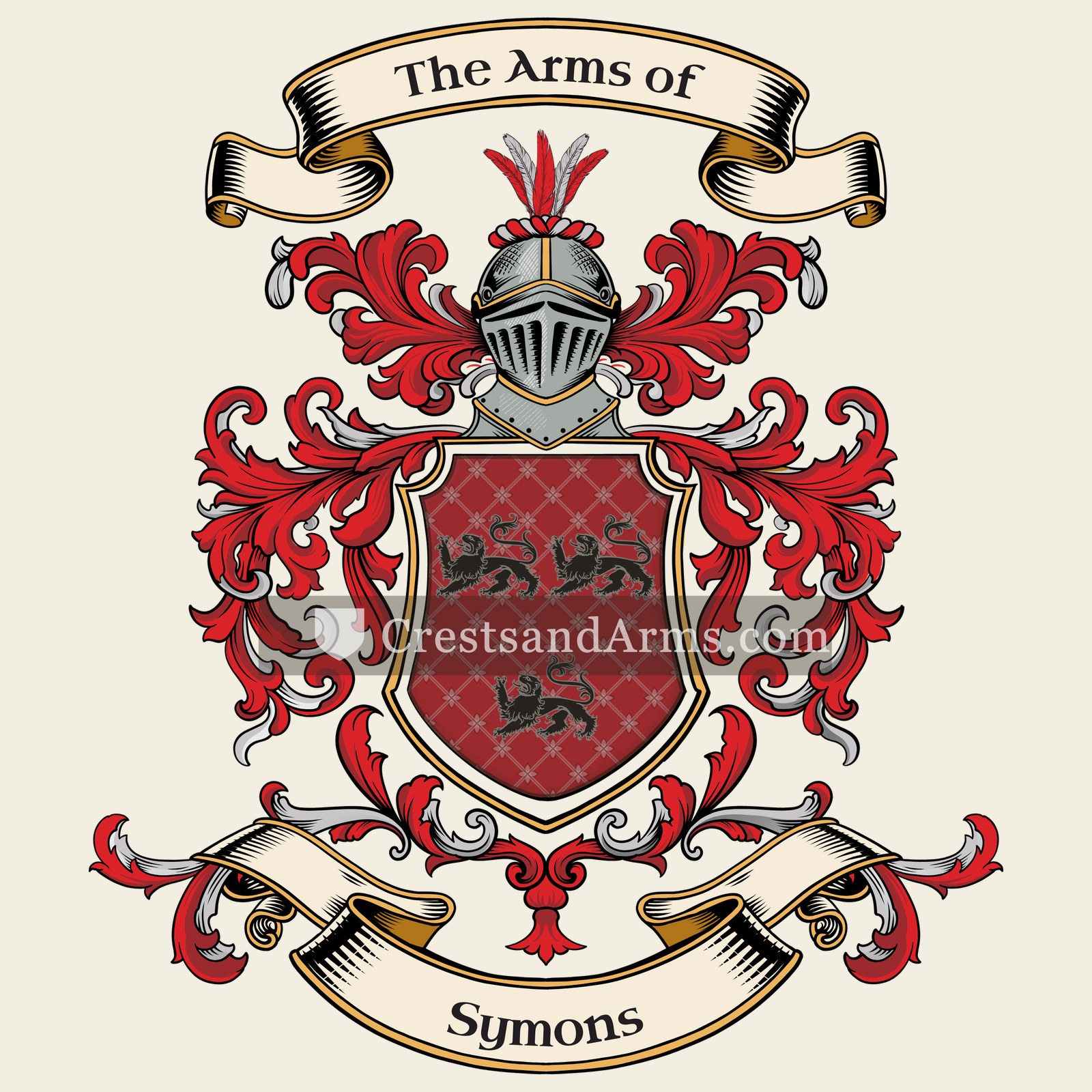 The Symons coat of arms, drawn from the recorded blazon