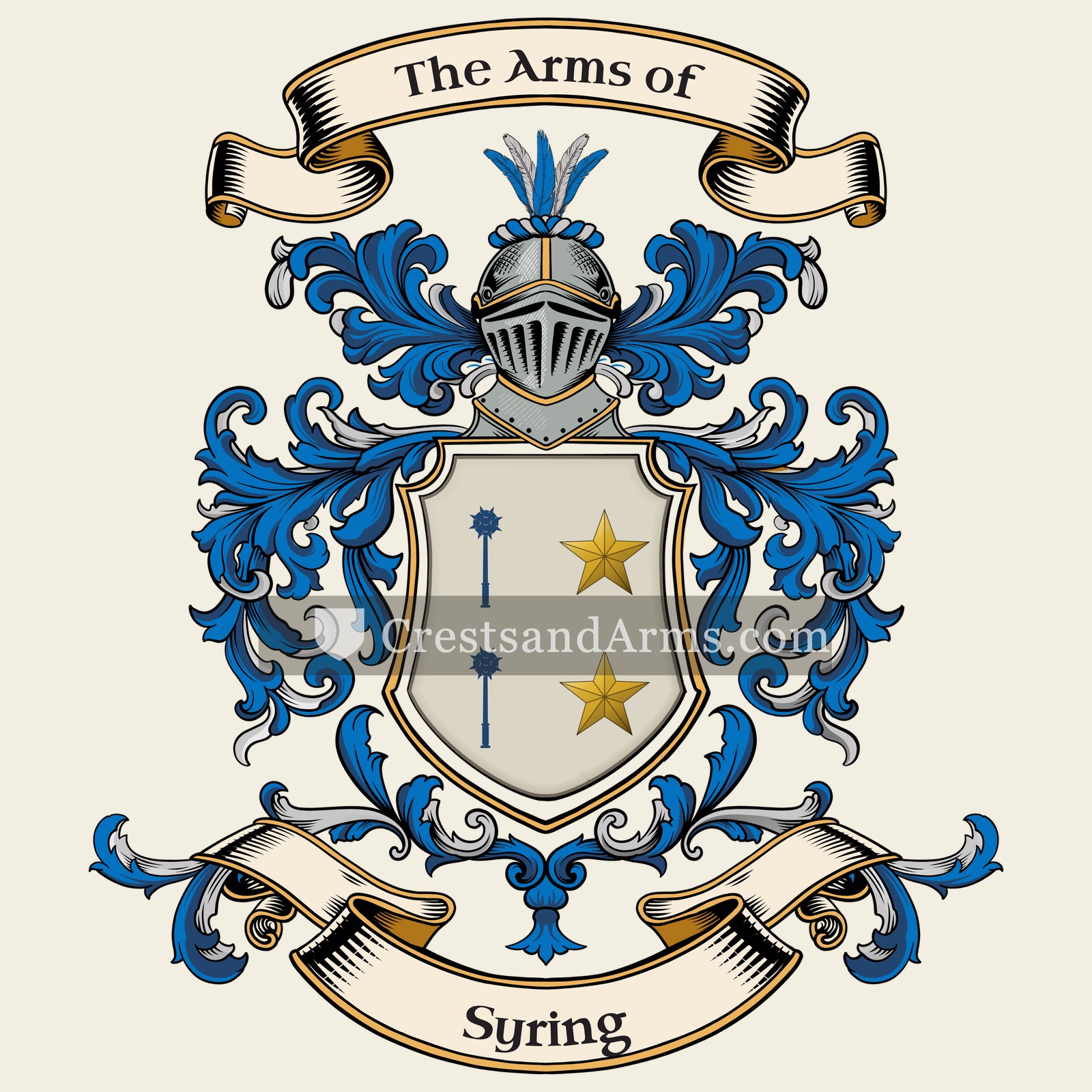 The Syring coat of arms, drawn from the recorded blazon
