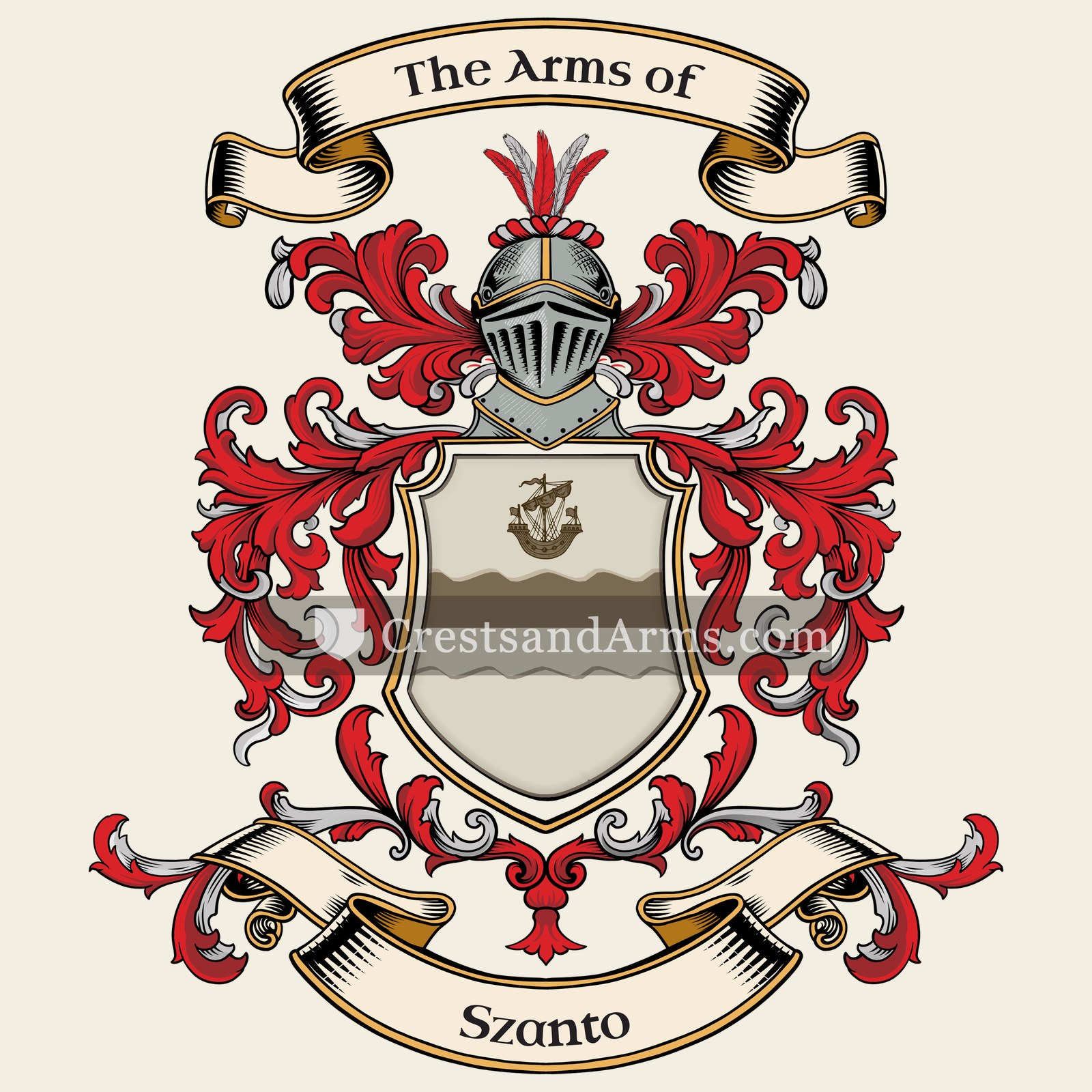 The Szanto coat of arms, drawn from the recorded blazon