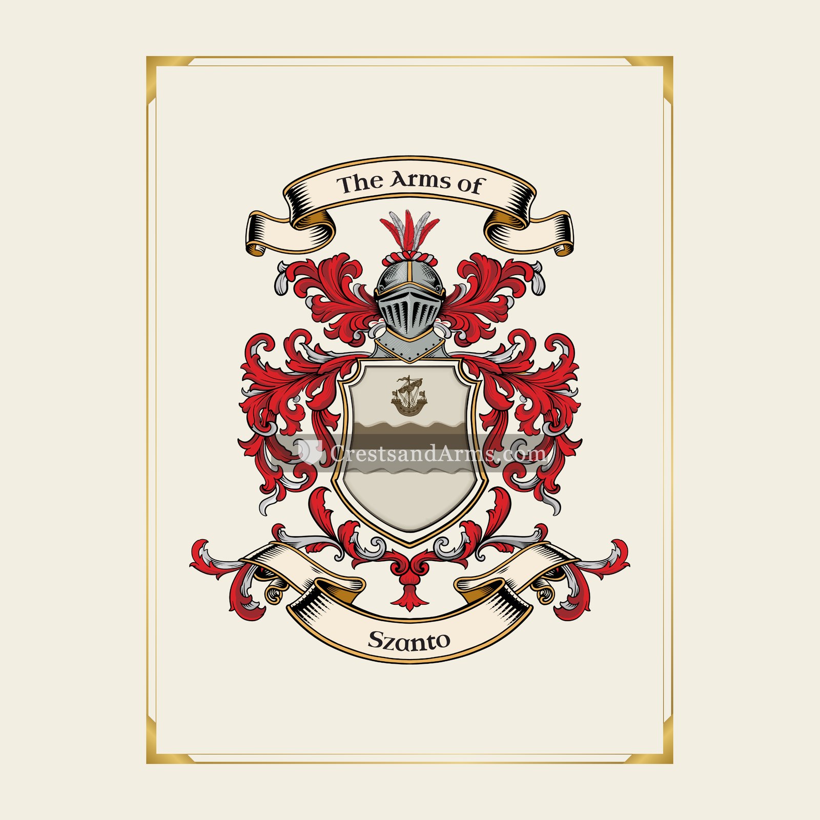 With gold border