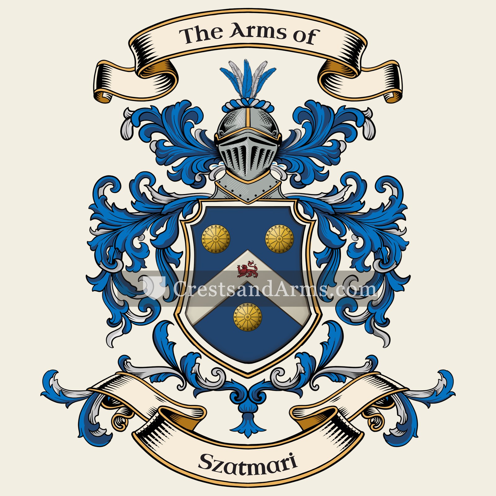 The Szatmari coat of arms, drawn from the recorded blazon