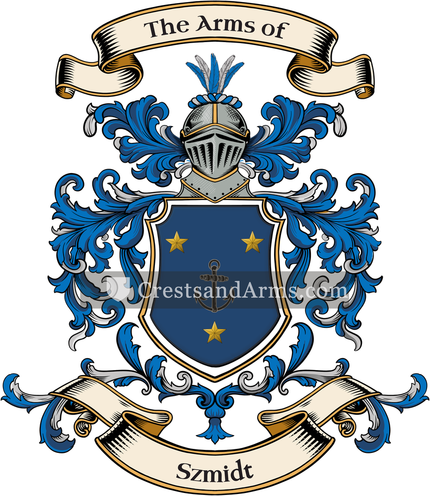 The Szmidt coat of arms, drawn from the recorded blazon