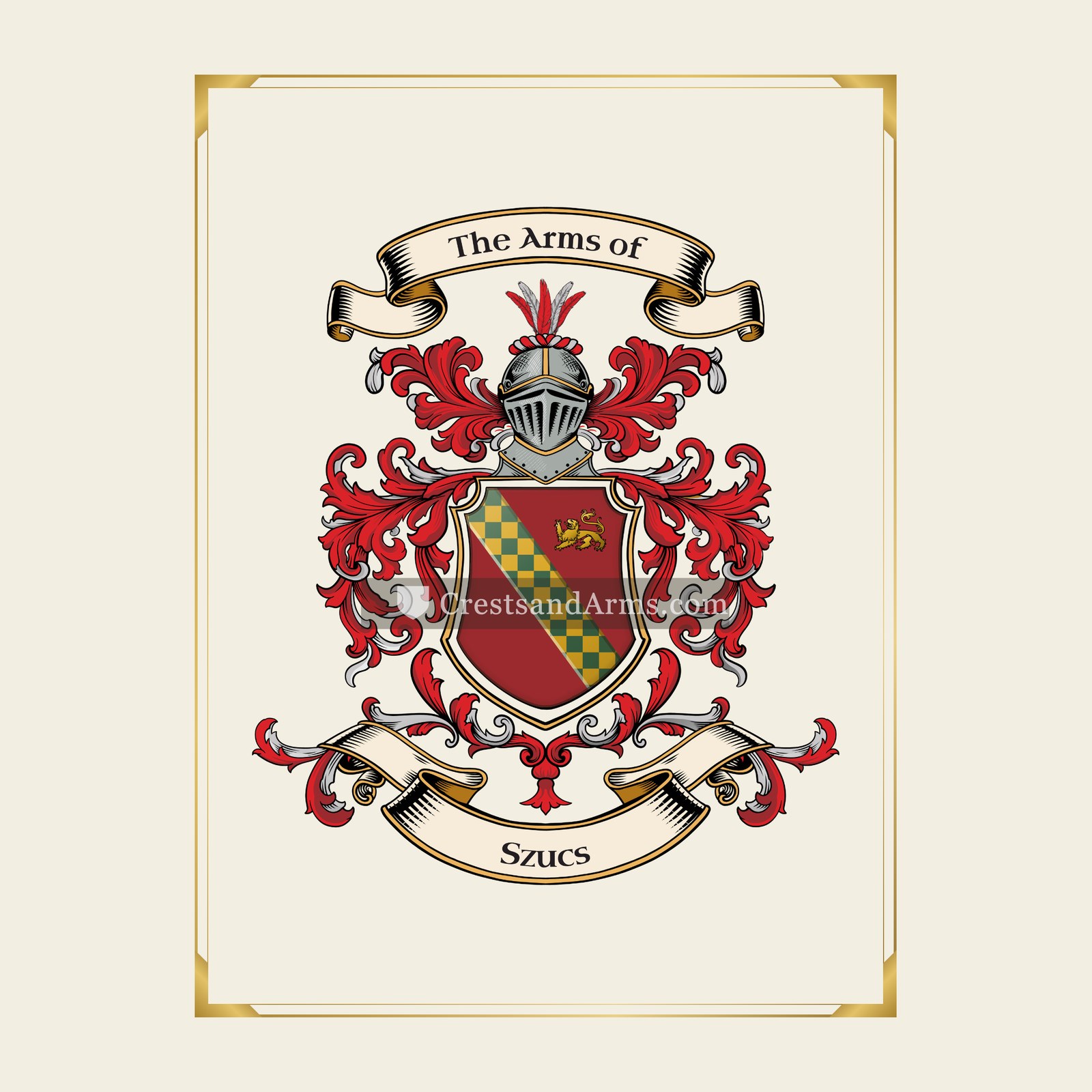 With gold border