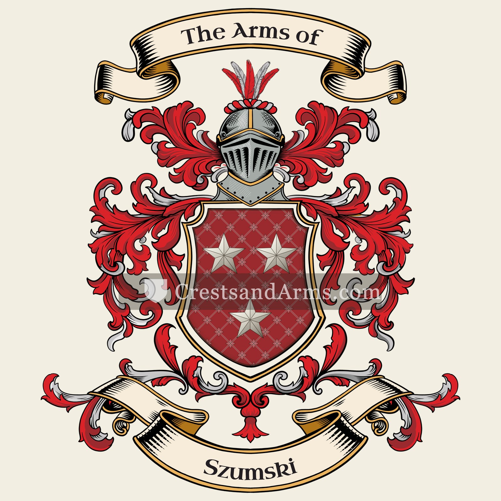 The Szumski coat of arms, drawn from the recorded blazon