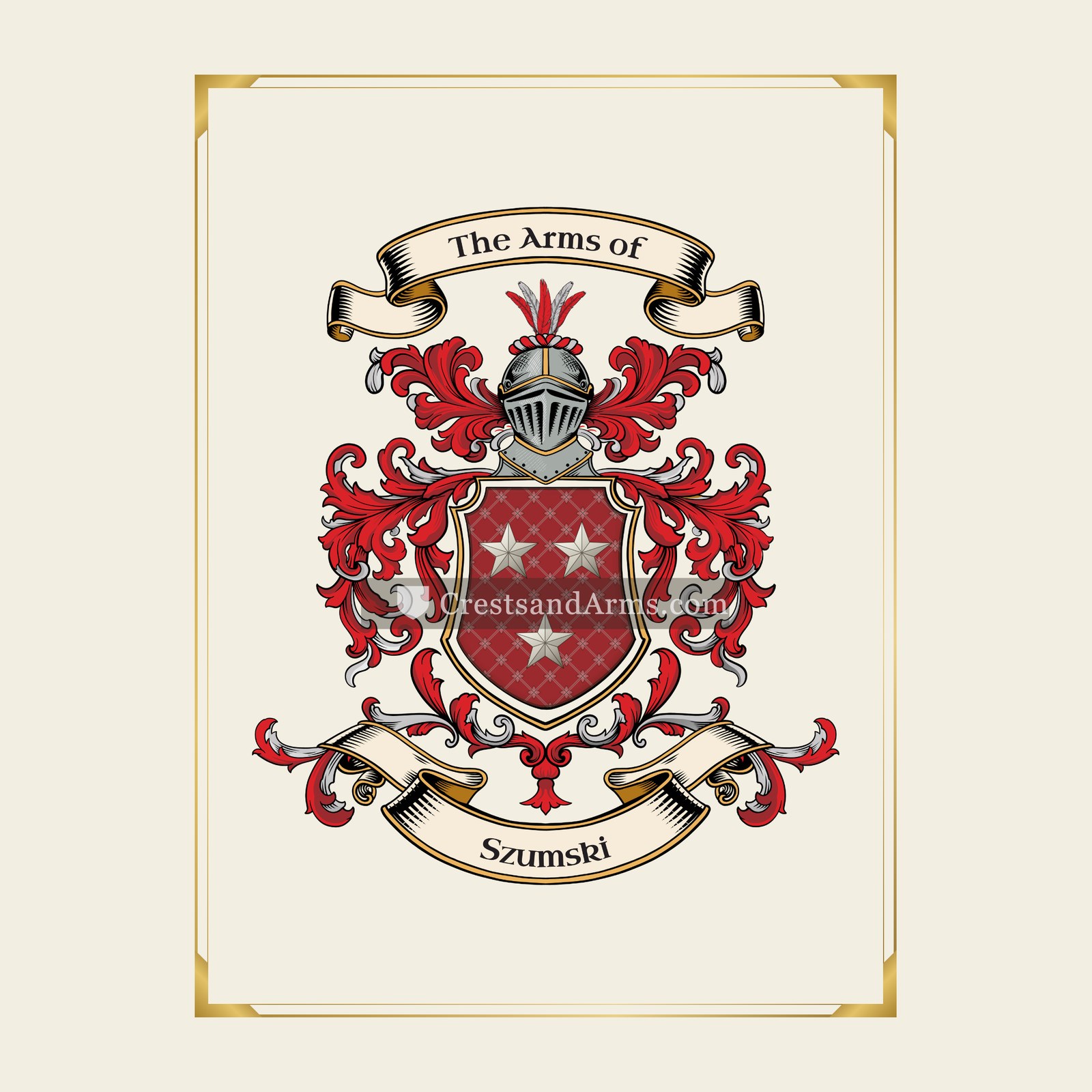 With gold border