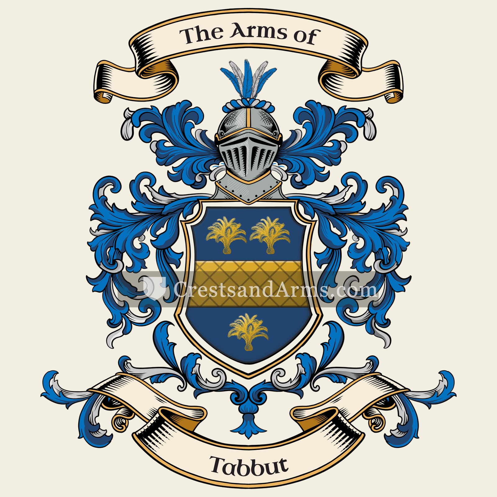 The Tabbut coat of arms, drawn from the recorded blazon