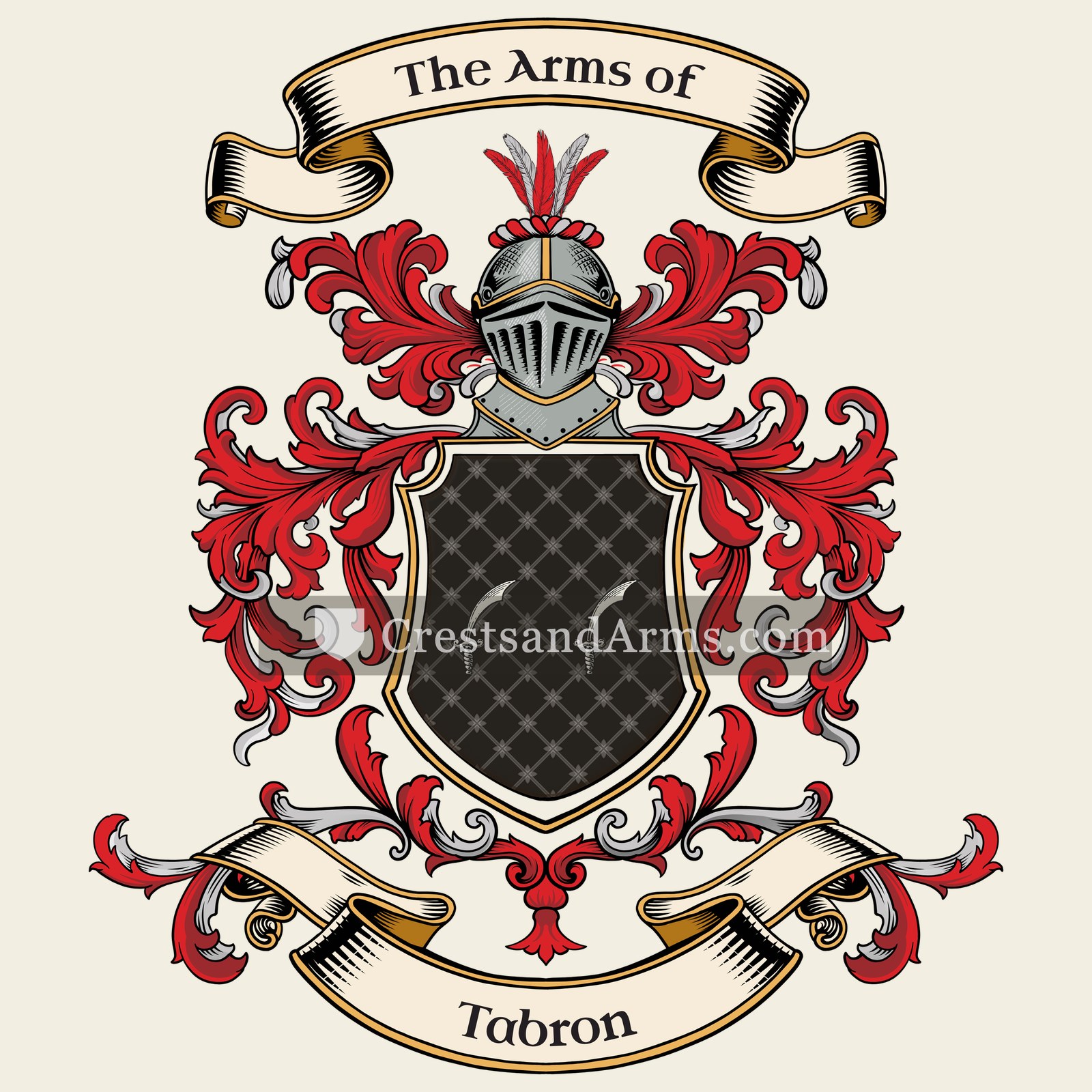 The Tabron coat of arms, drawn from the recorded blazon