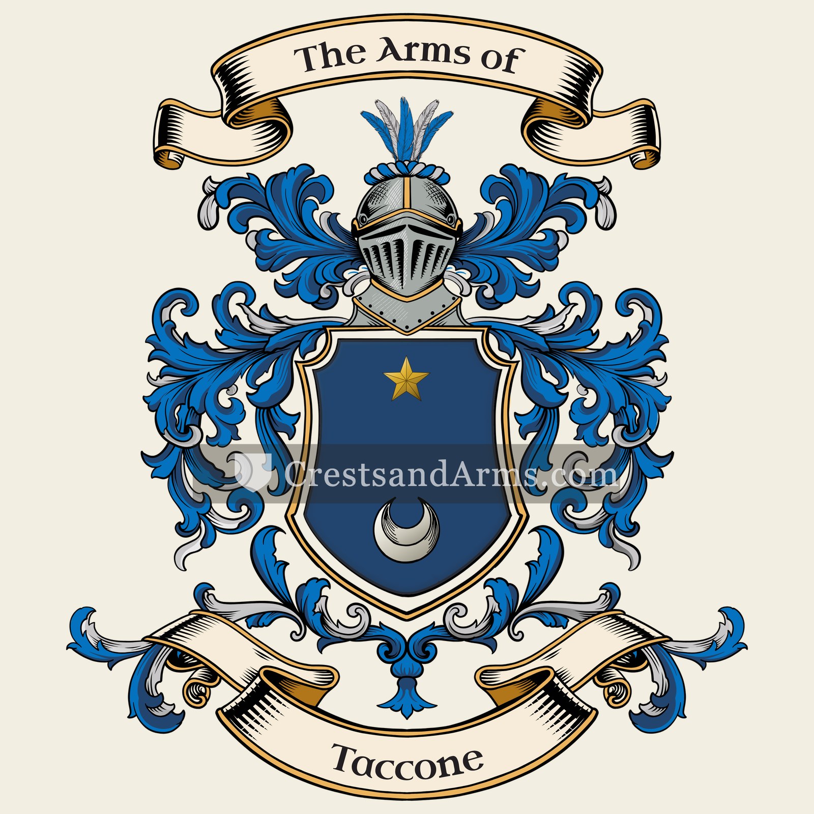 The Taccone coat of arms, drawn from the recorded blazon