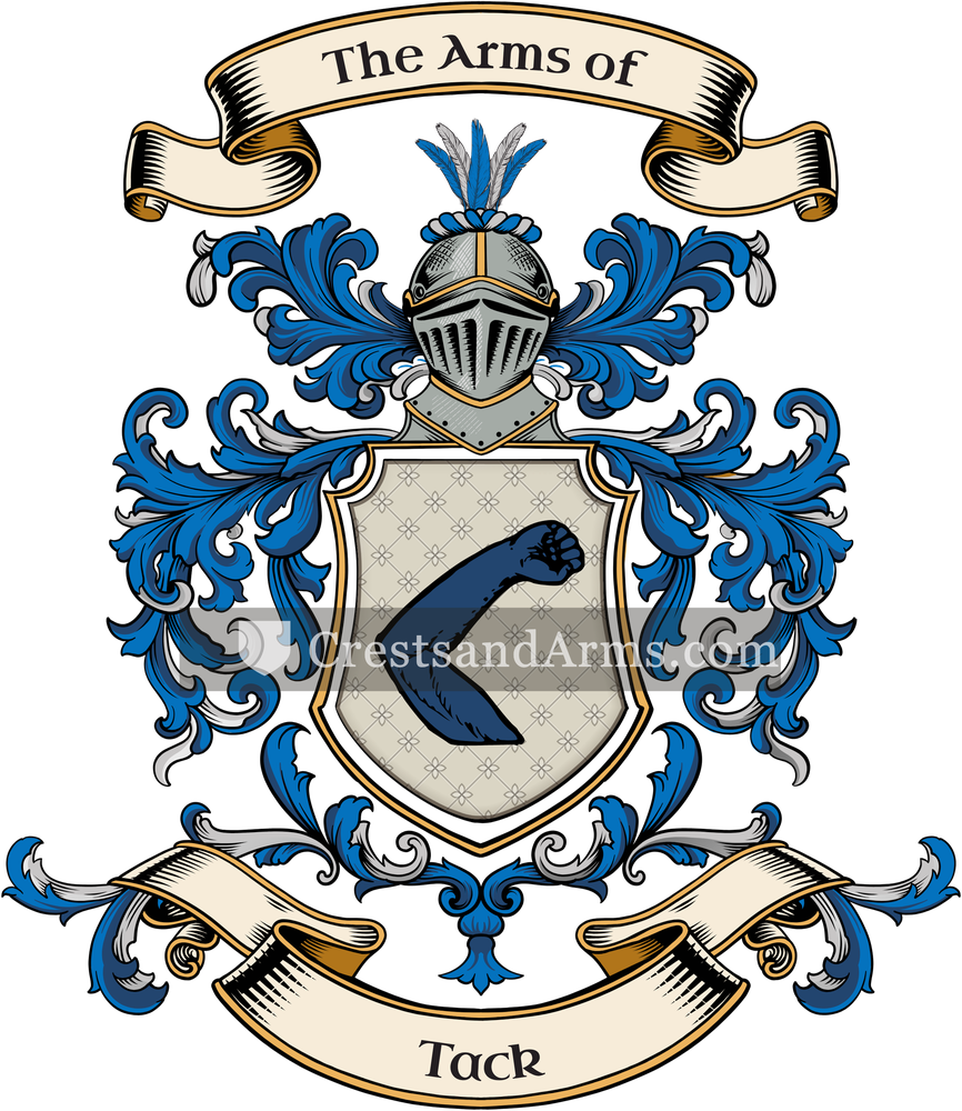 The Tack coat of arms, drawn from the recorded blazon