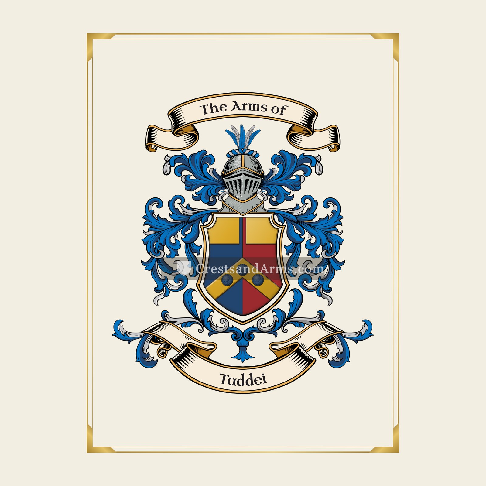 With gold border
