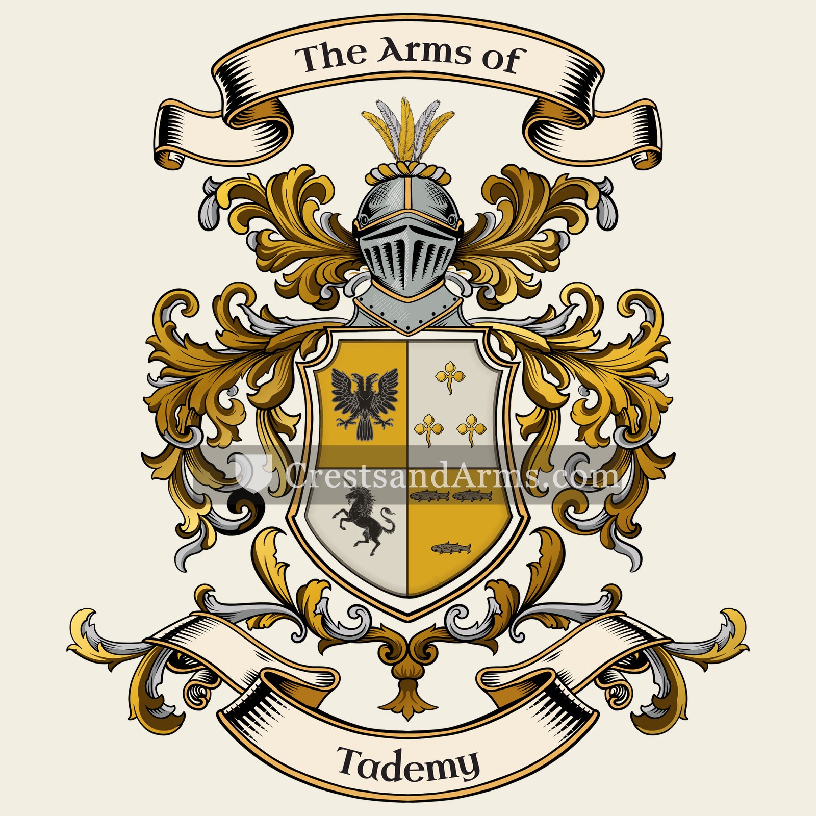 The Tademy coat of arms, drawn from the recorded blazon