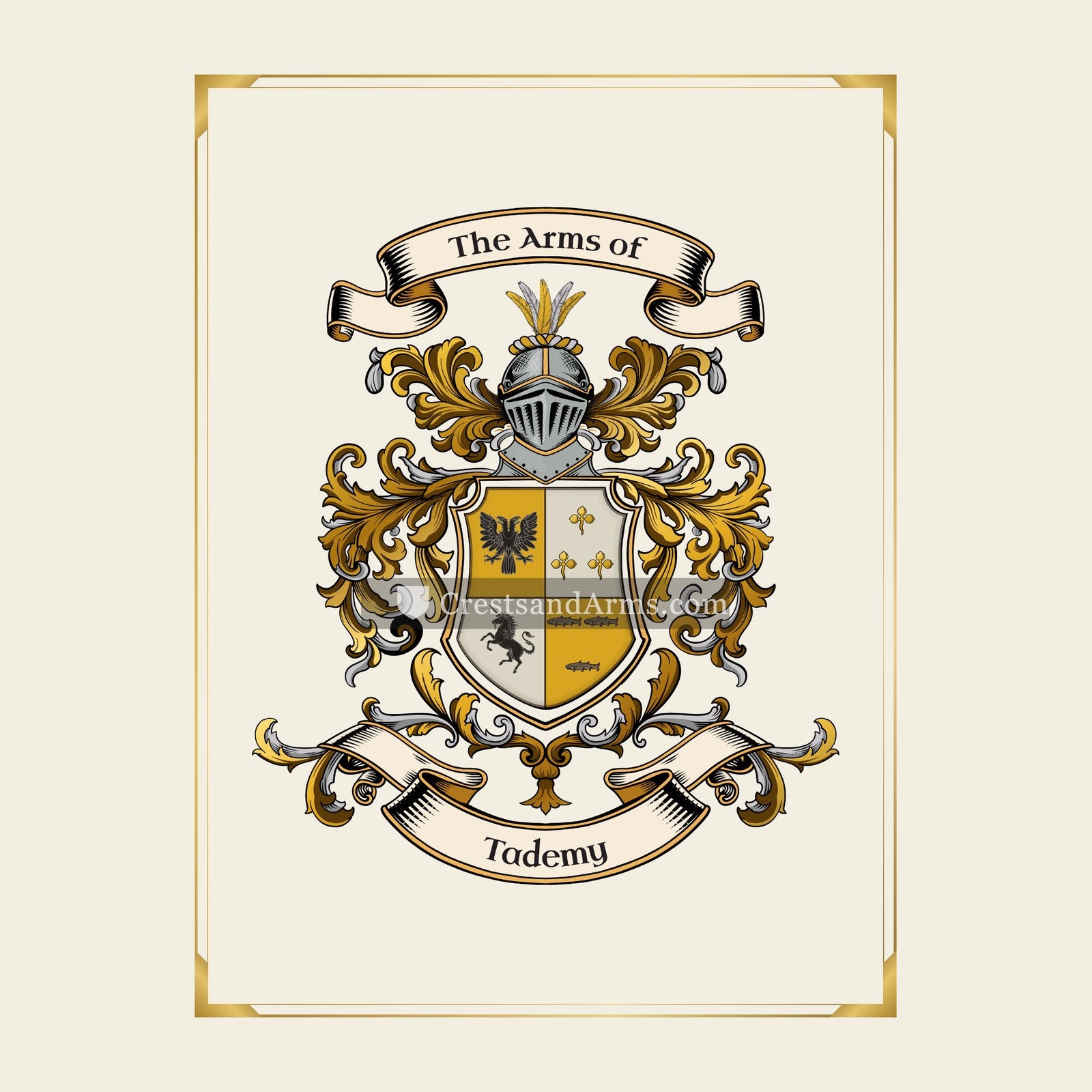 With gold border