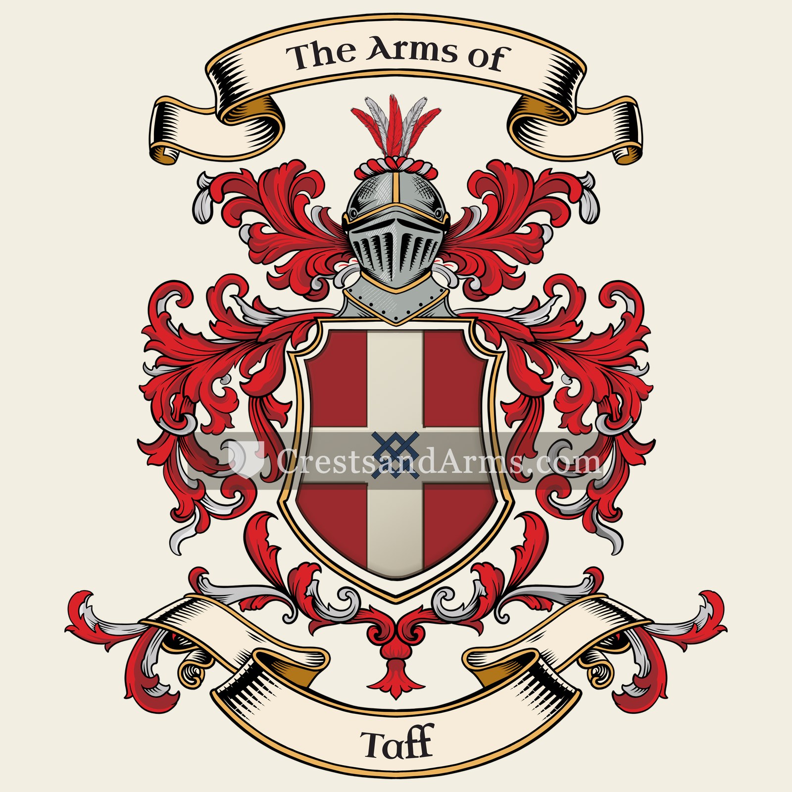 The Taff coat of arms, drawn from the recorded blazon