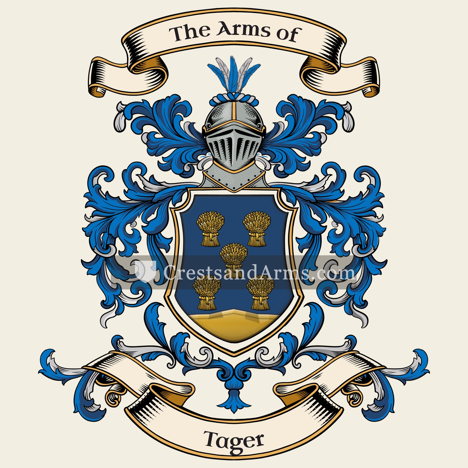 The Tager coat of arms, drawn from the recorded blazon