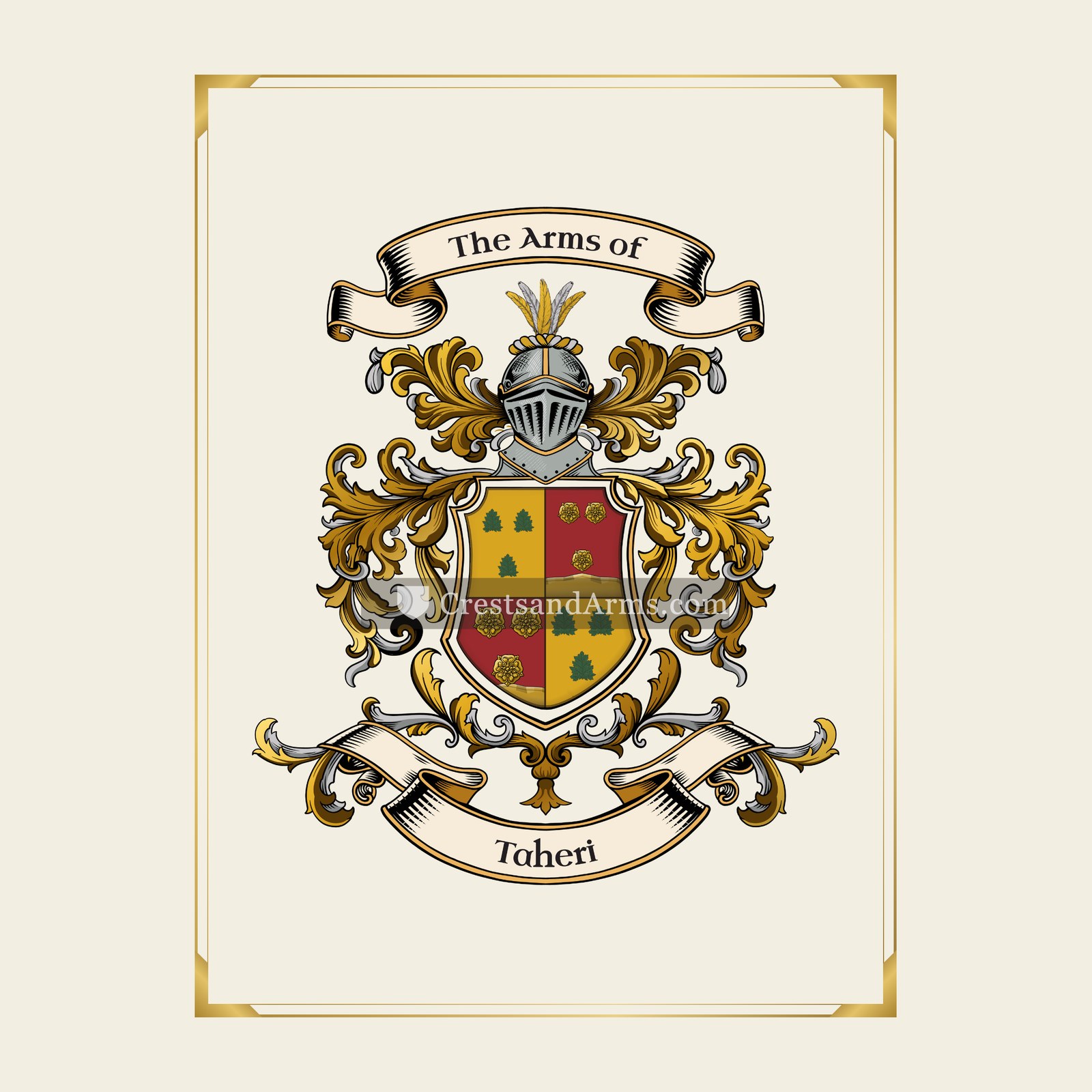 With gold border